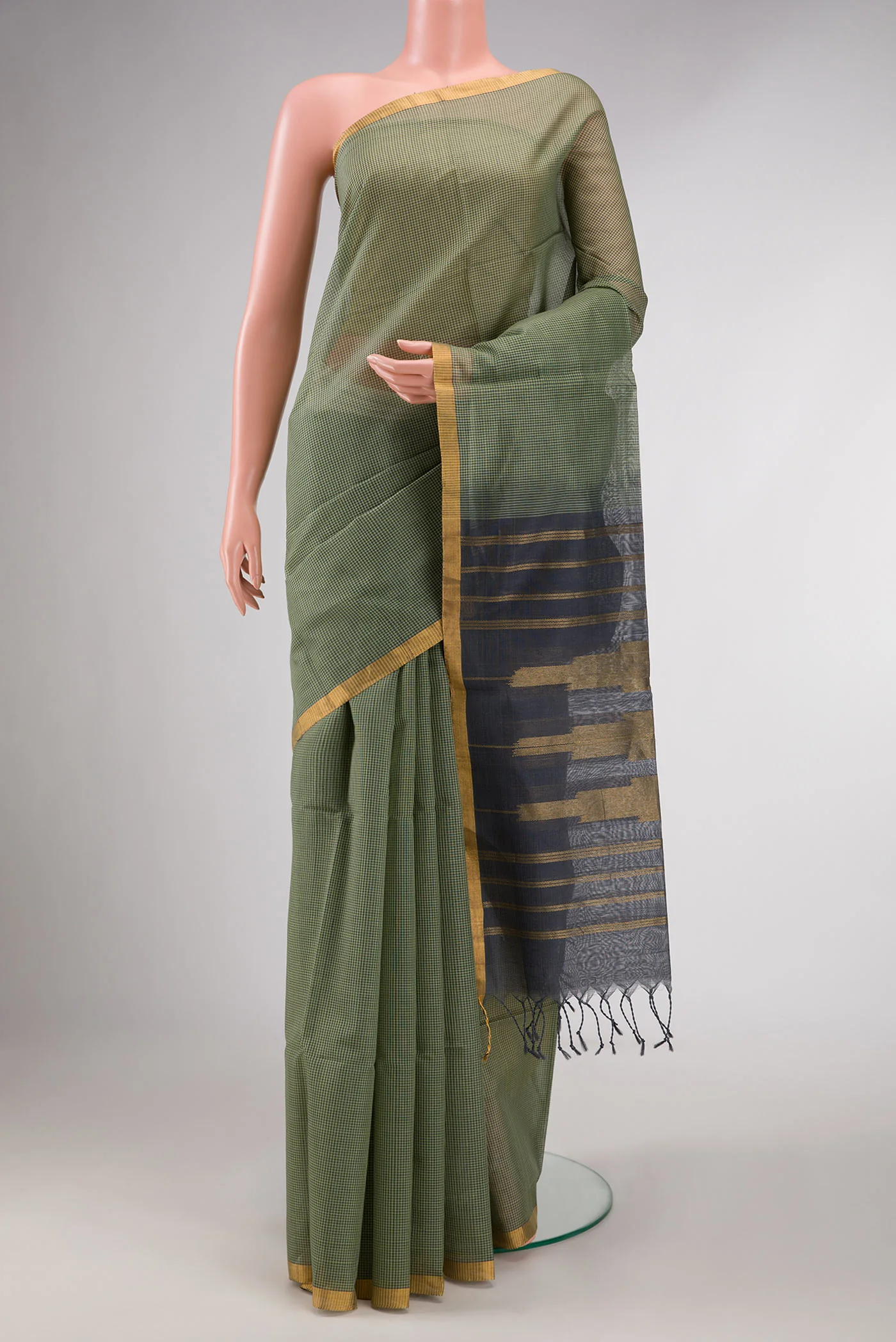 Green Dual Tone Silk Cotton Saree
