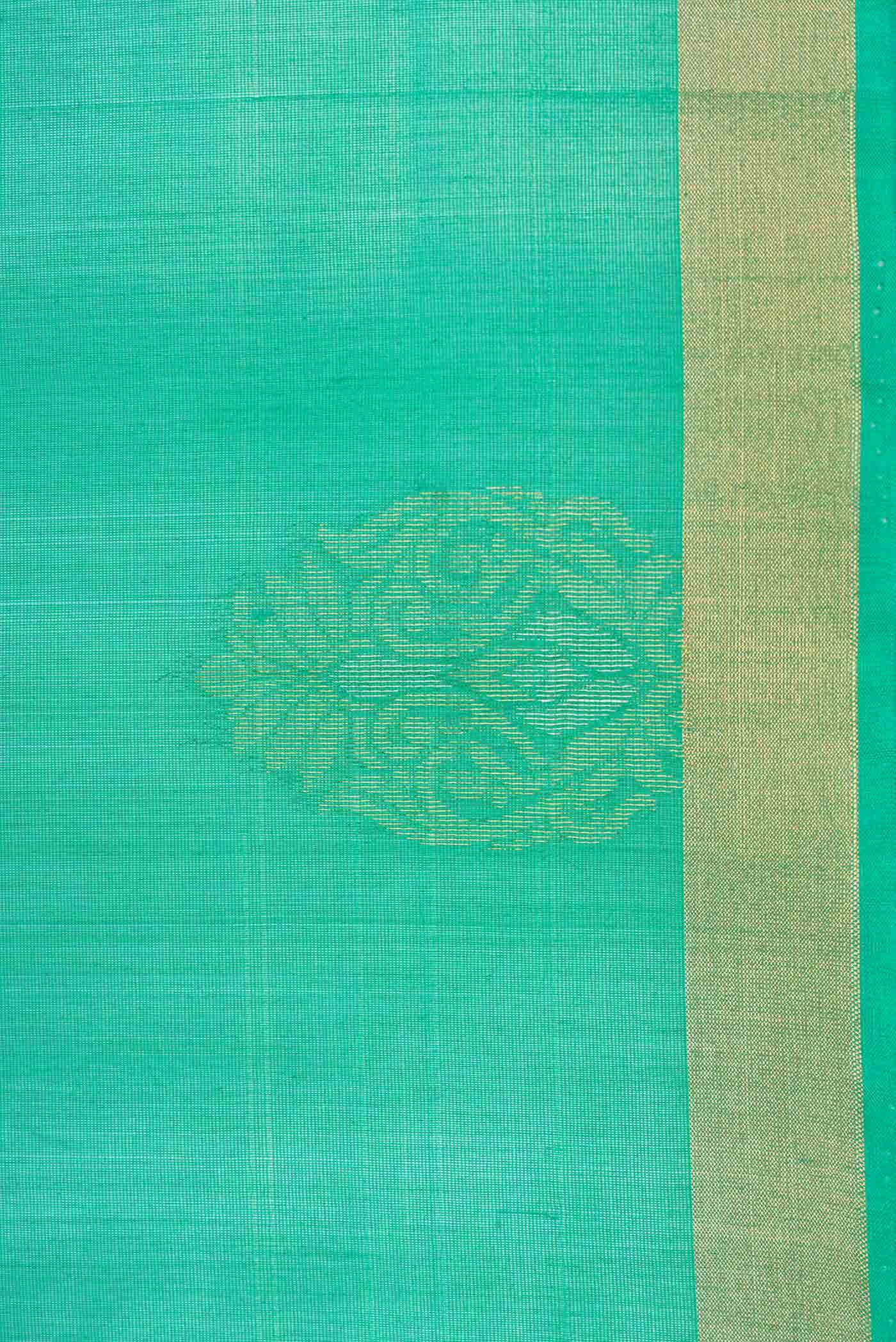 Green Dual Tone Silk Cotton Saree - Image 3