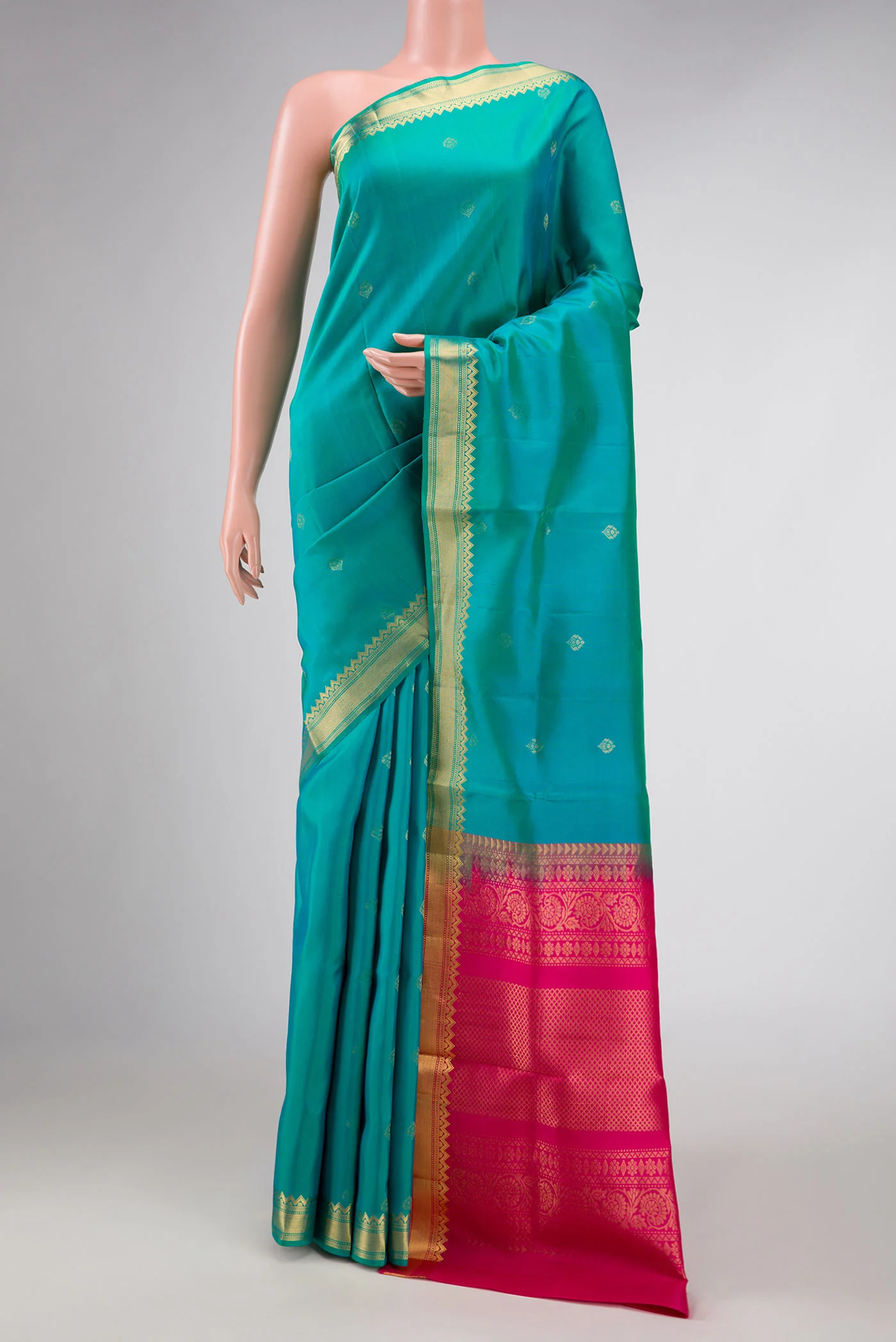 Green Dual Tone Soft Silk Saree
