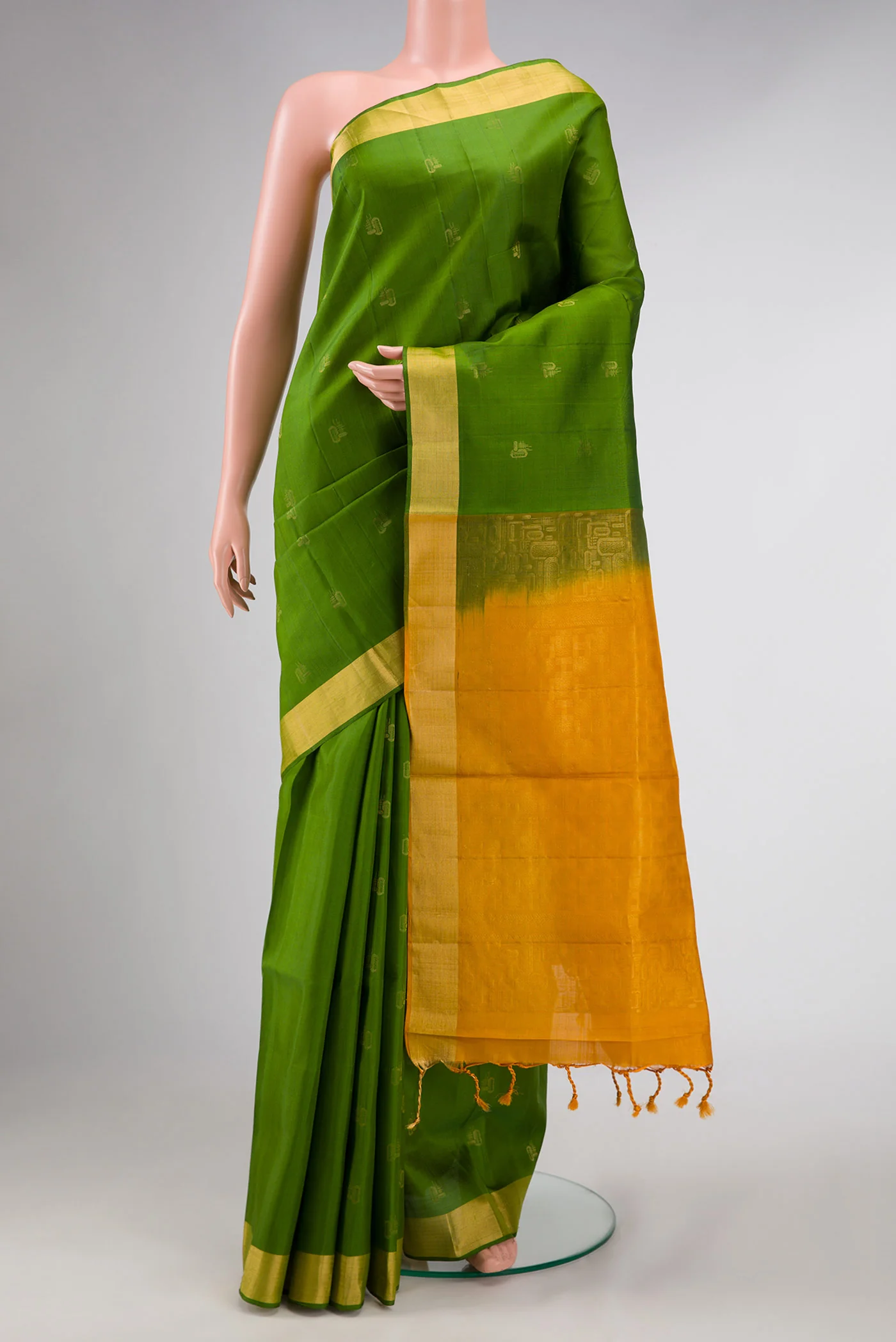 Green Dual Tone Soft Silk Saree