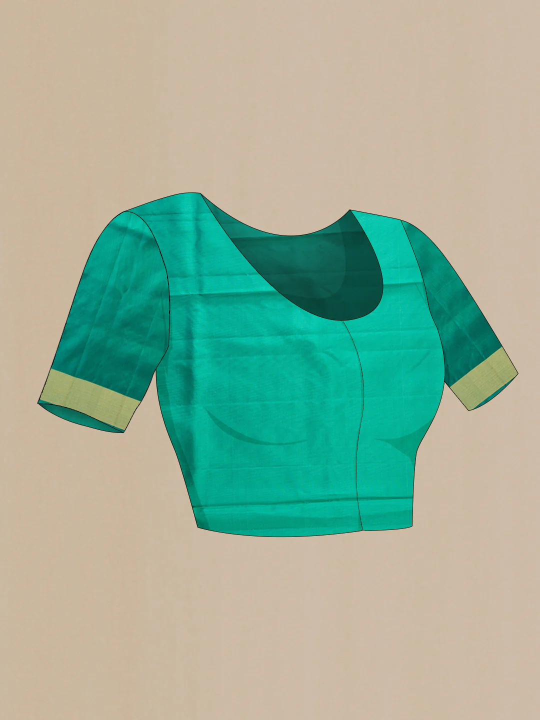 Green Dual Tone Soft Silk Saree - Image 4