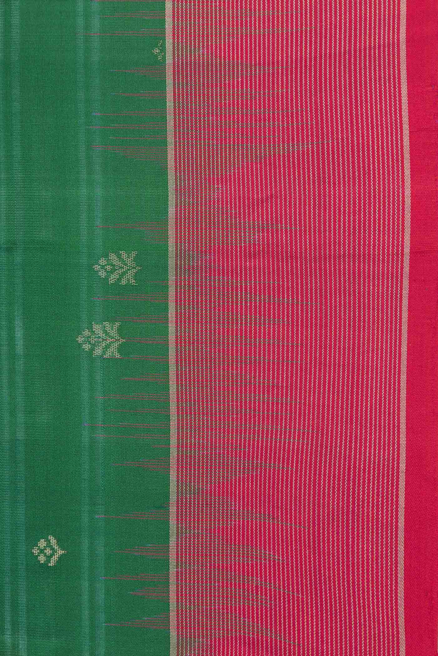 Green Dual Tone Soft Silk Saree - Image 3