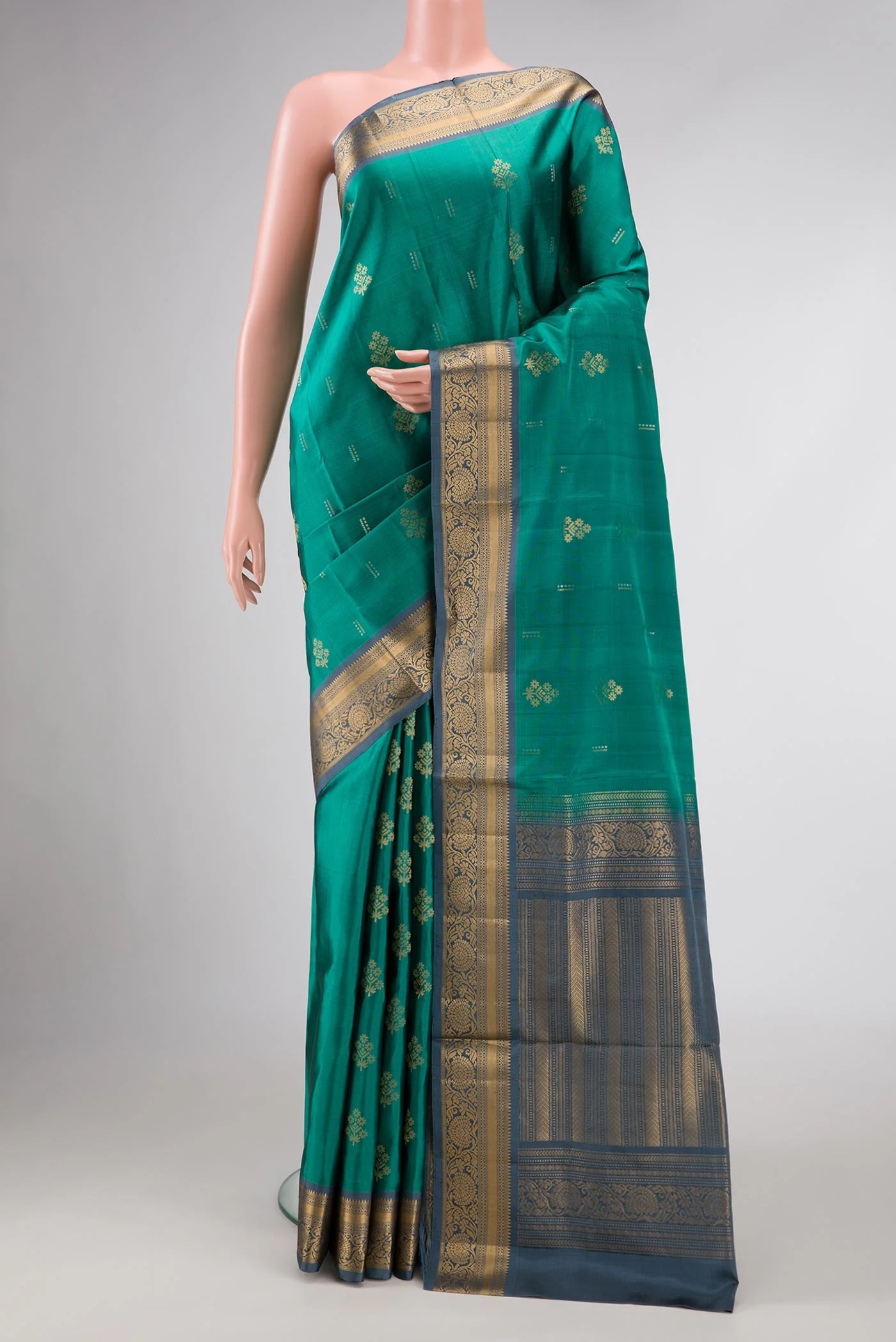 Green Dual Tone Soft Silk Saree