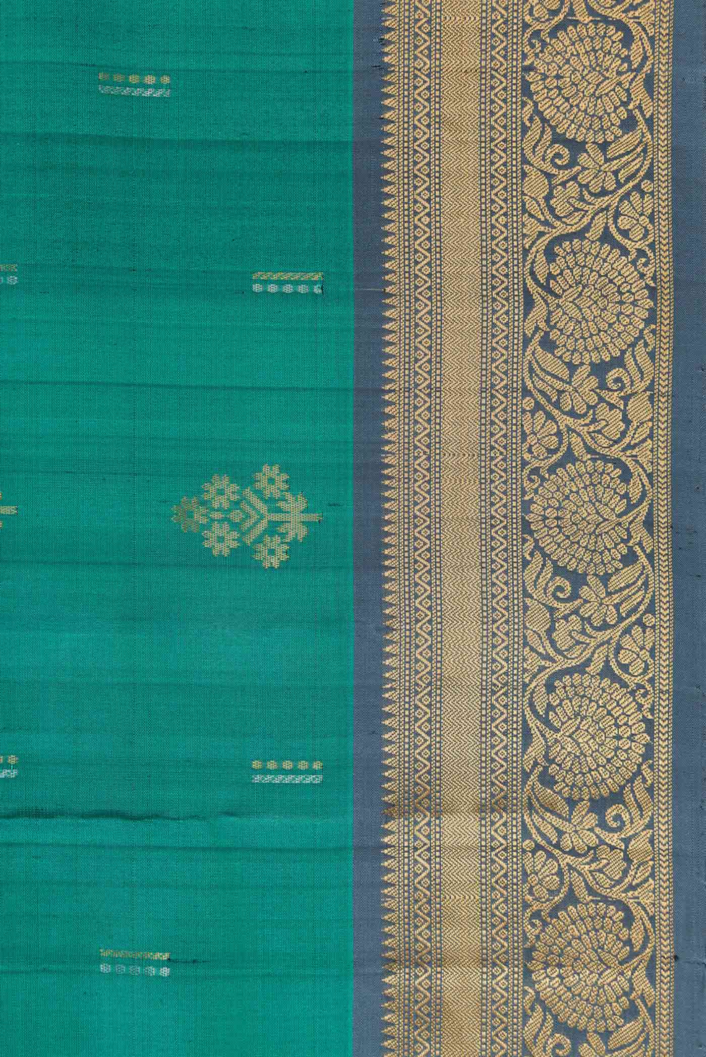 Green Dual Tone Soft Silk Saree - Image 3