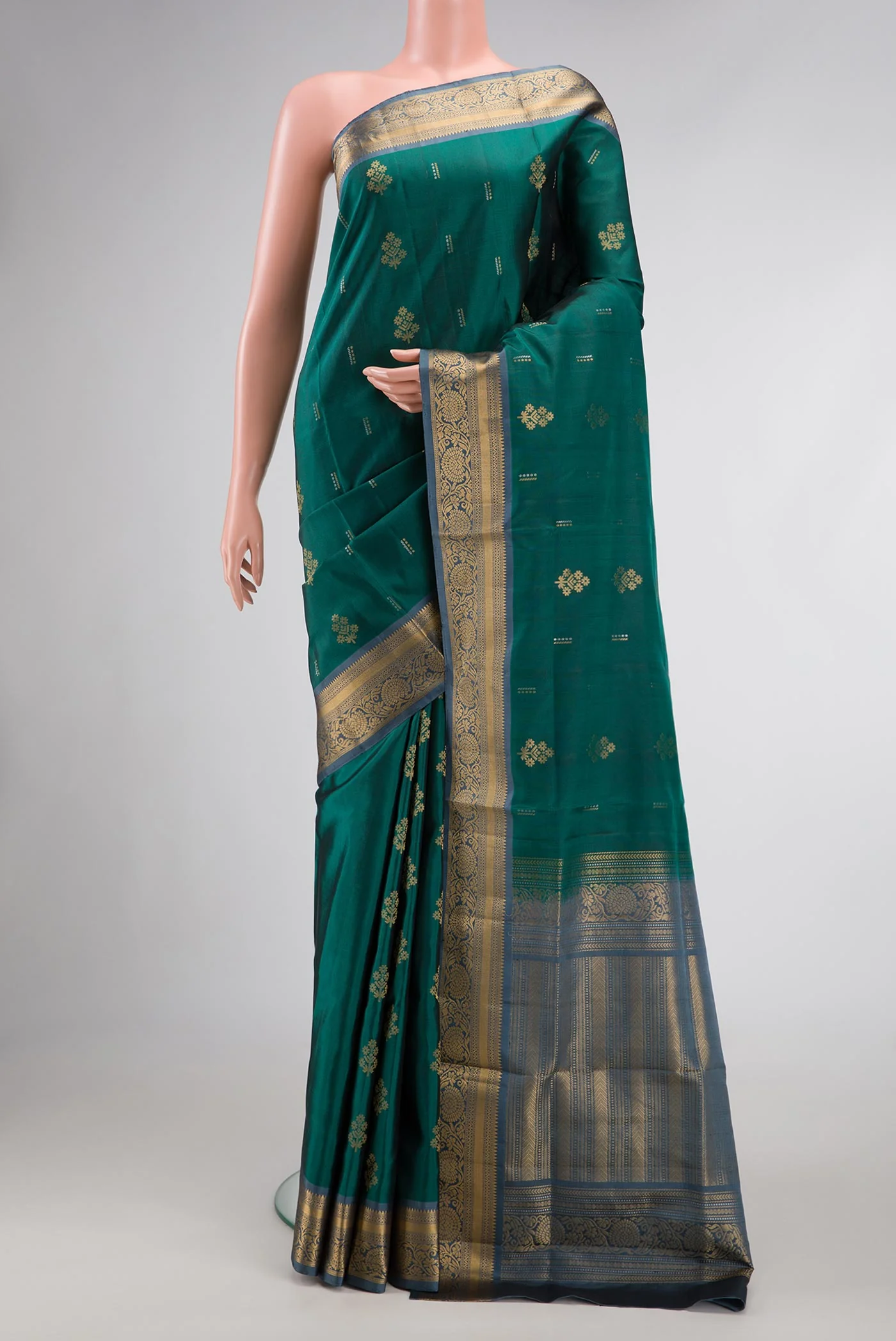 Green Dual Tone Soft Silk Saree