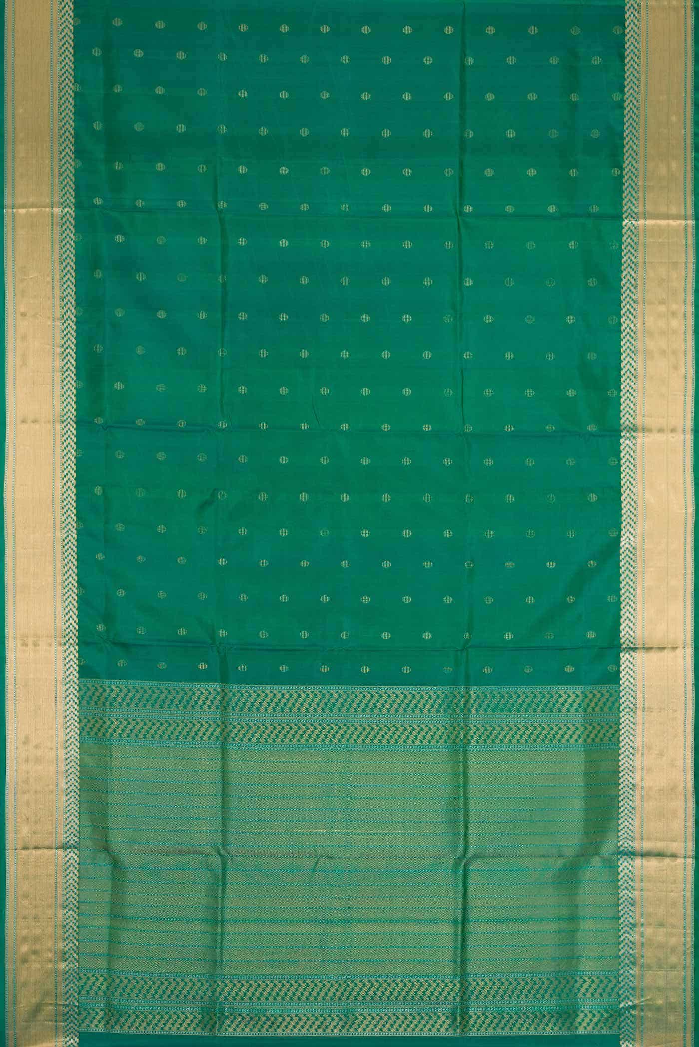 Green Dual Tone Soft Silk Saree - Image 4