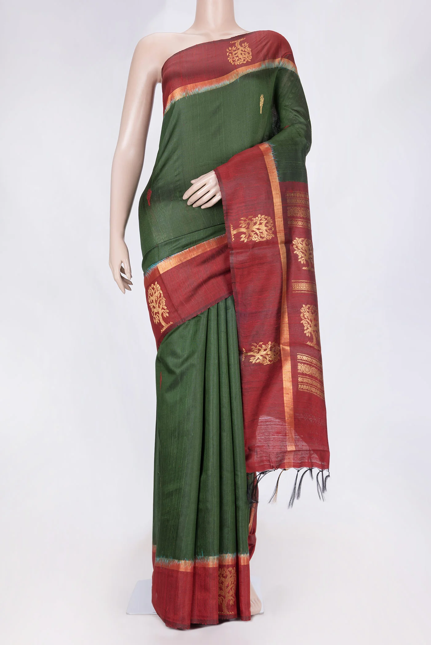 Green Dual Tone Tussar Saree
