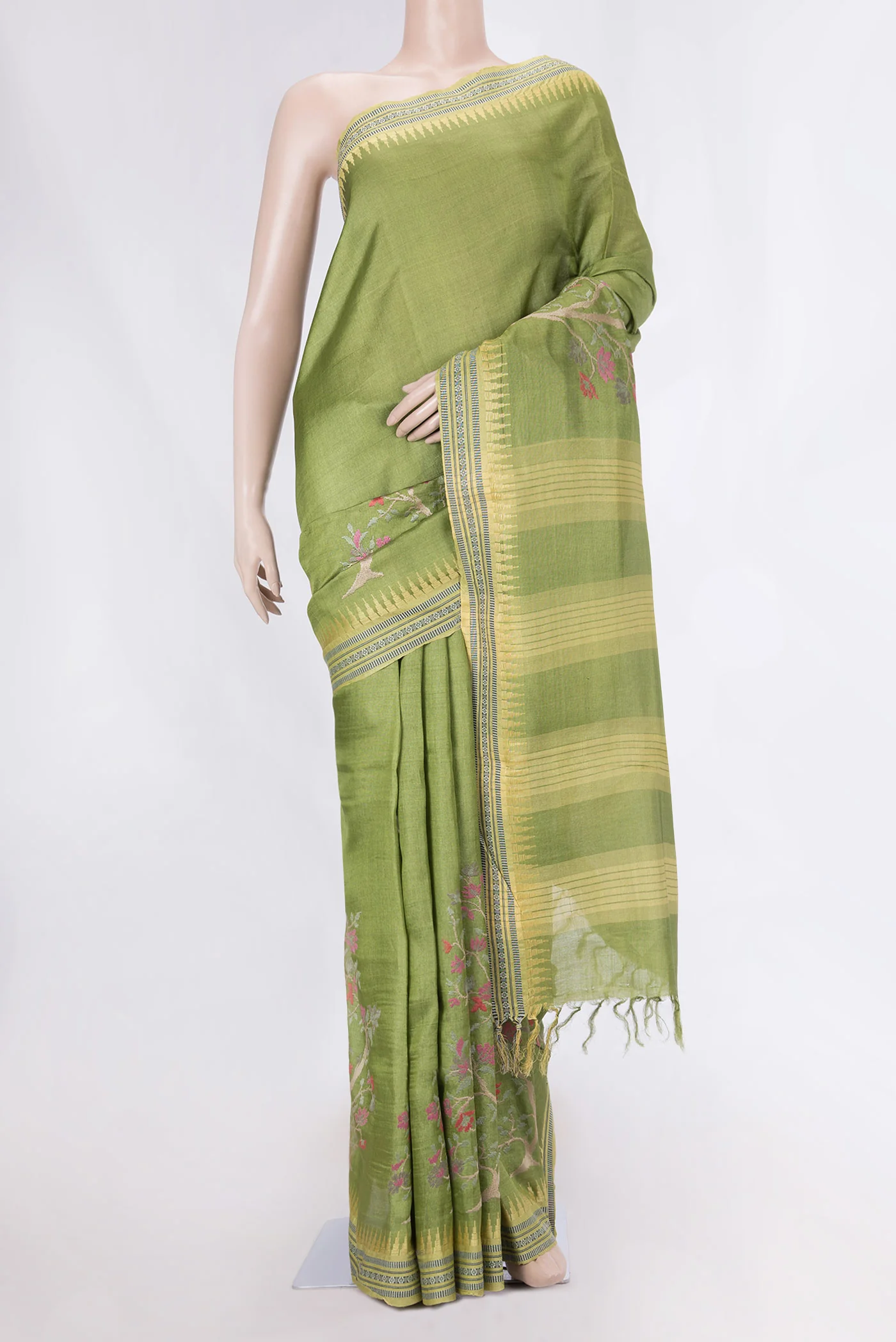 Green Dual Tone Tussar Saree