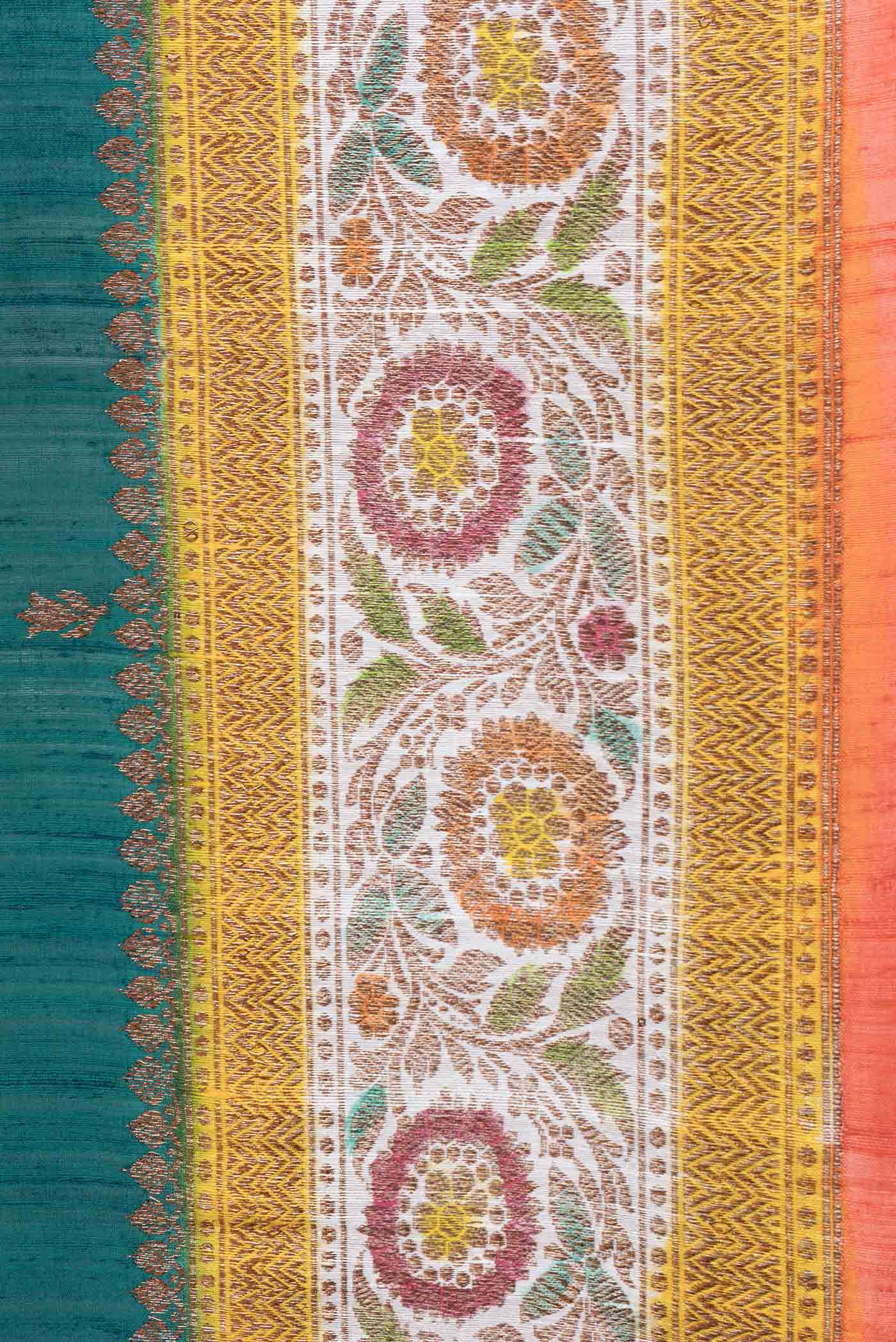 Blue Banarasi Tussar Silk Saree - Image 3