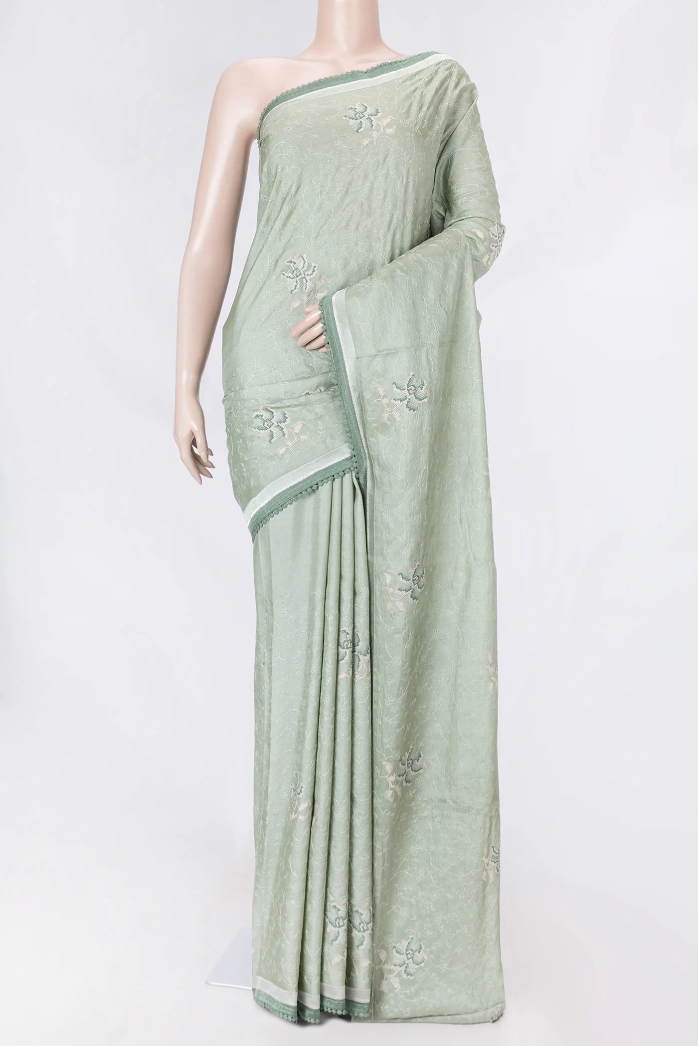 Green Dual Tone Tussar Saree