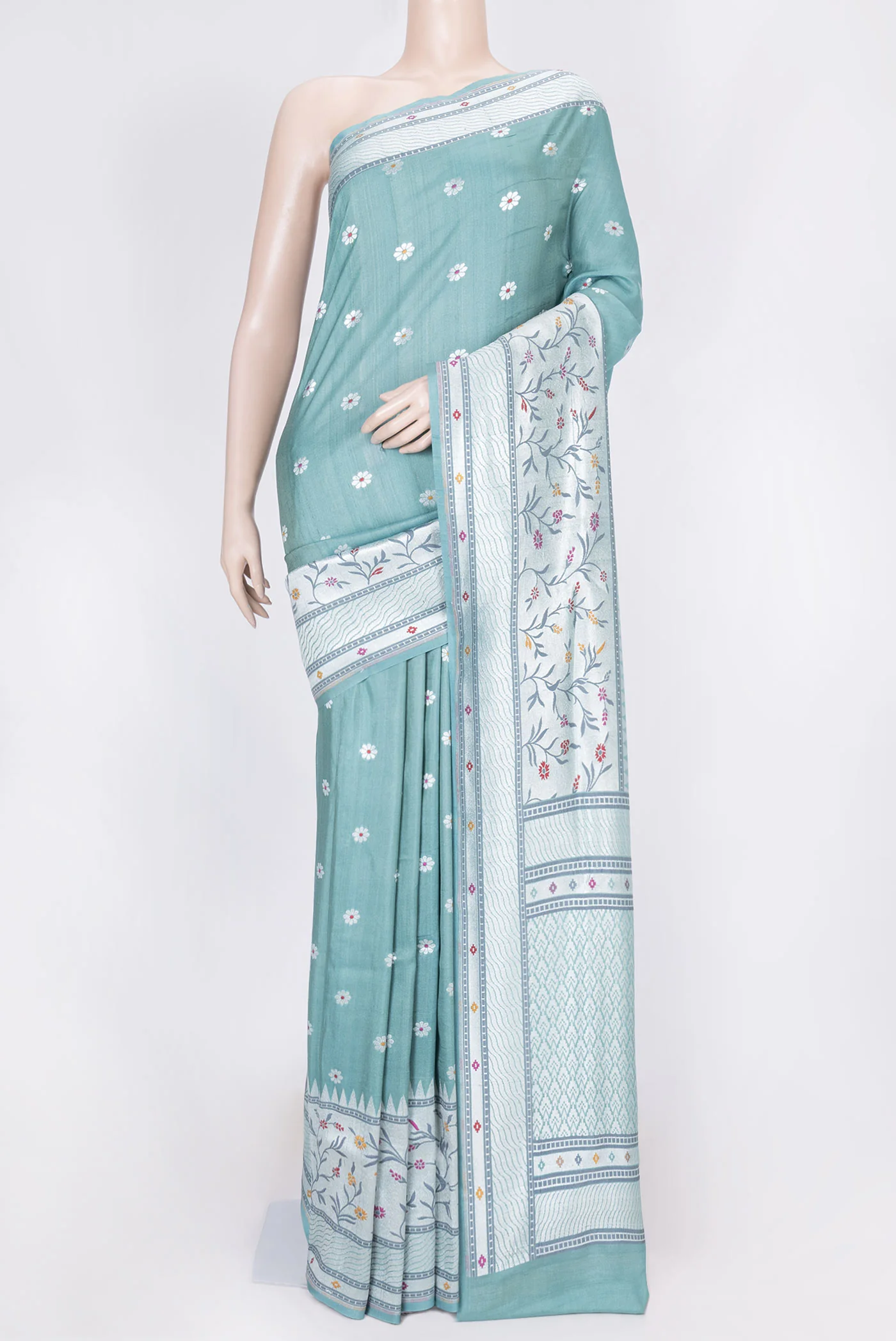 Green Dual Tone Tussar Silk Saree