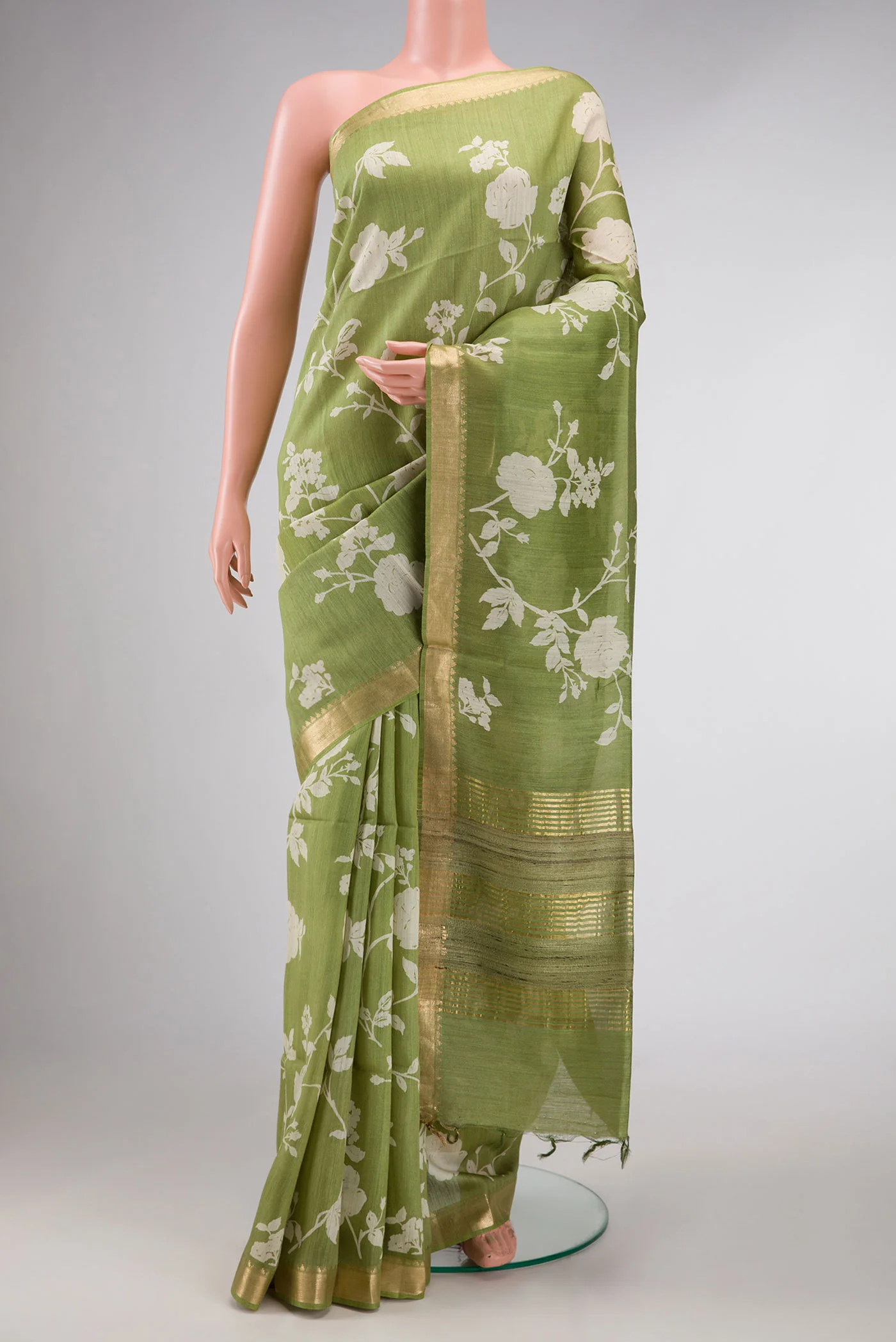 Green Dual Tone Tussar Silk Saree