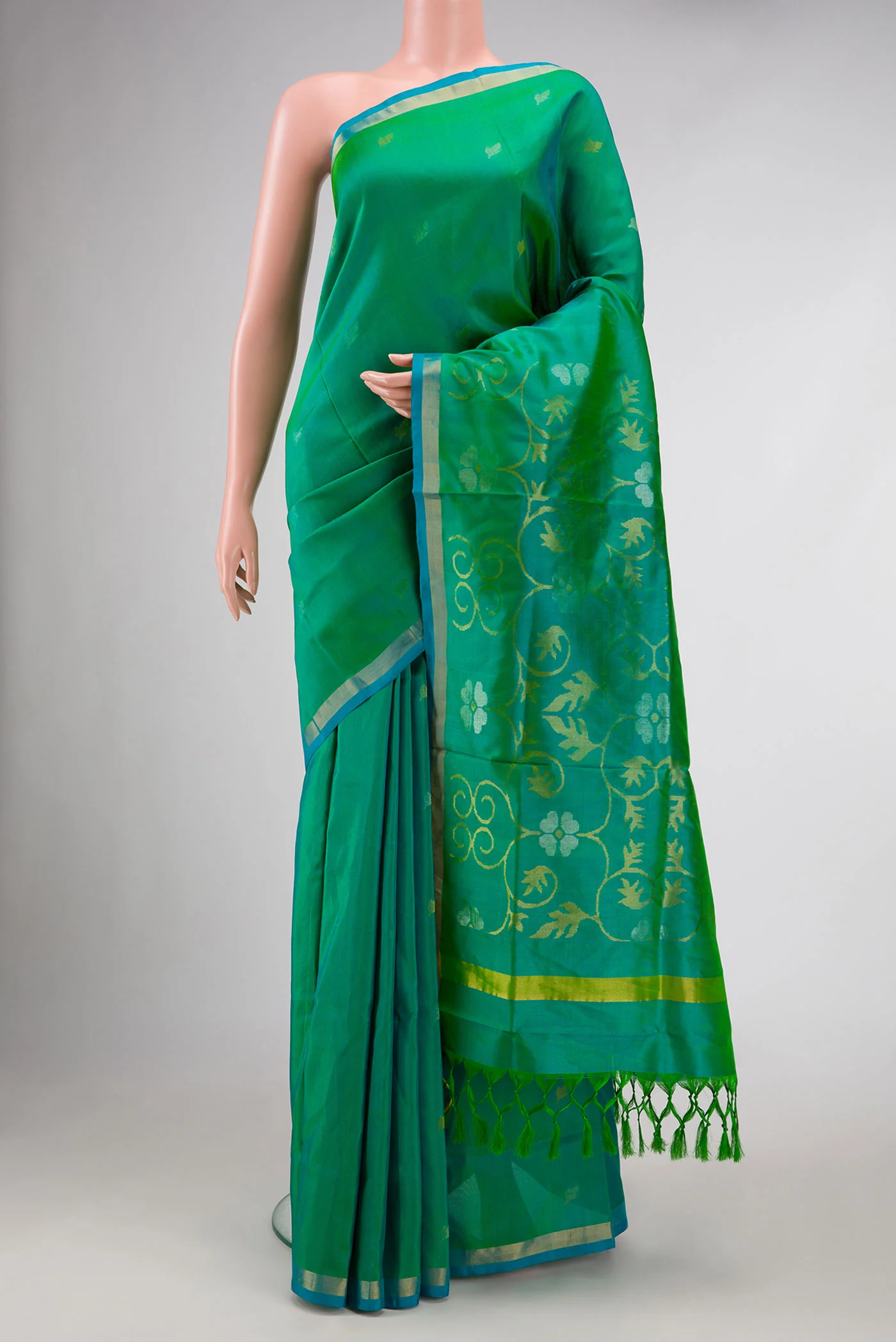 Green Dual Tone Uppada Silk Saree