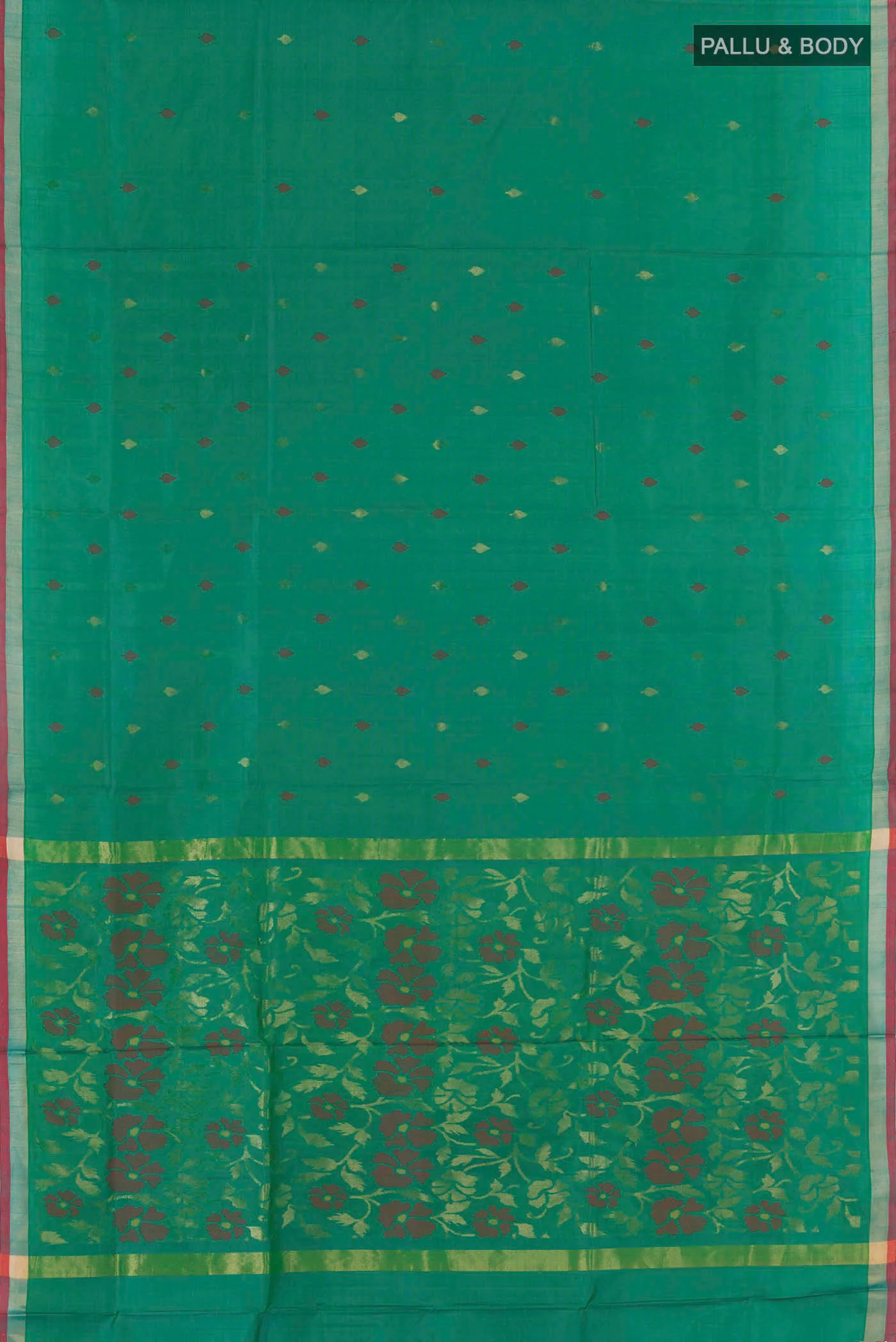 Green Dual Tone Uppada Silk Saree - Image 6