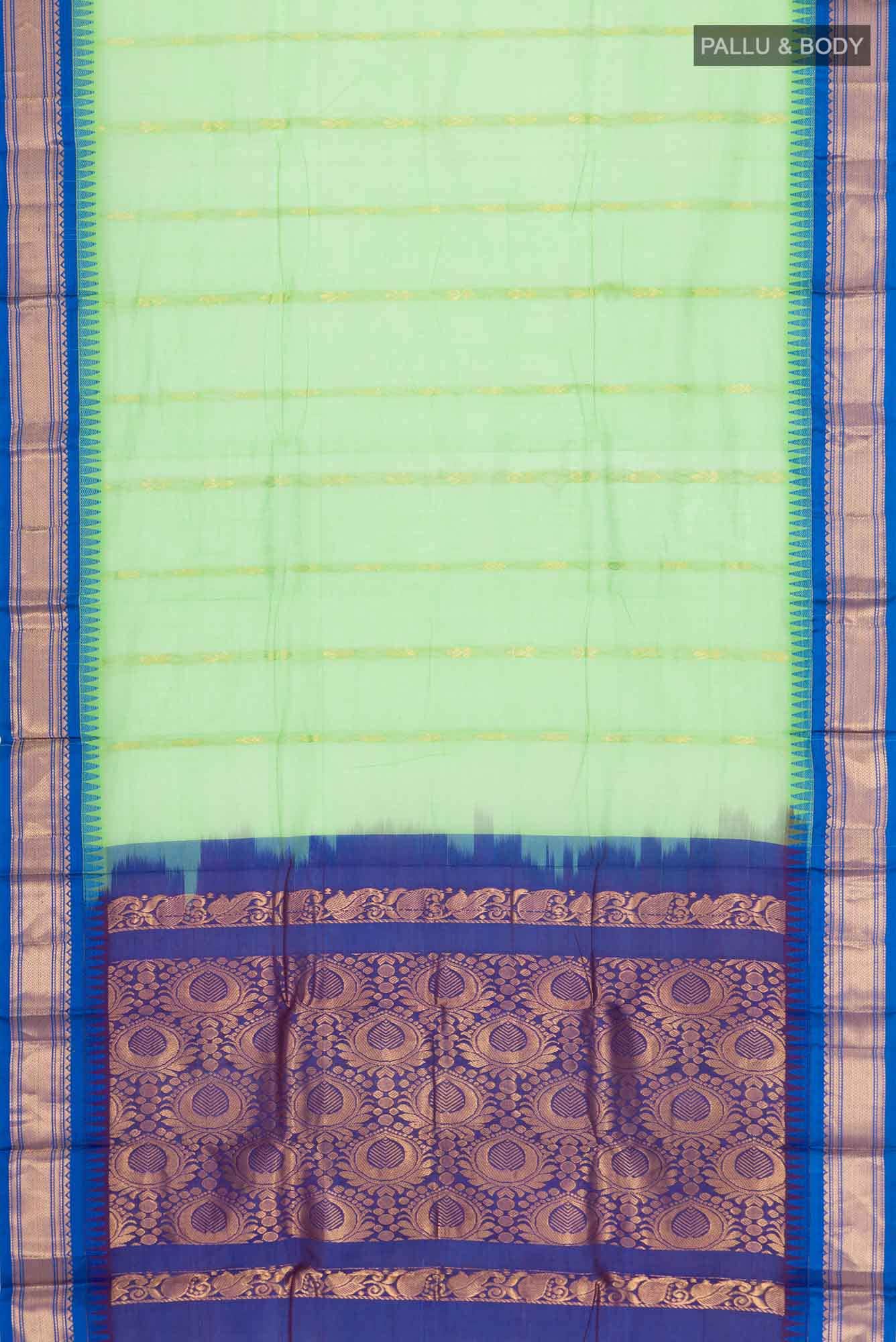 Green Gadwal Silk Cotton Saree - Image 2