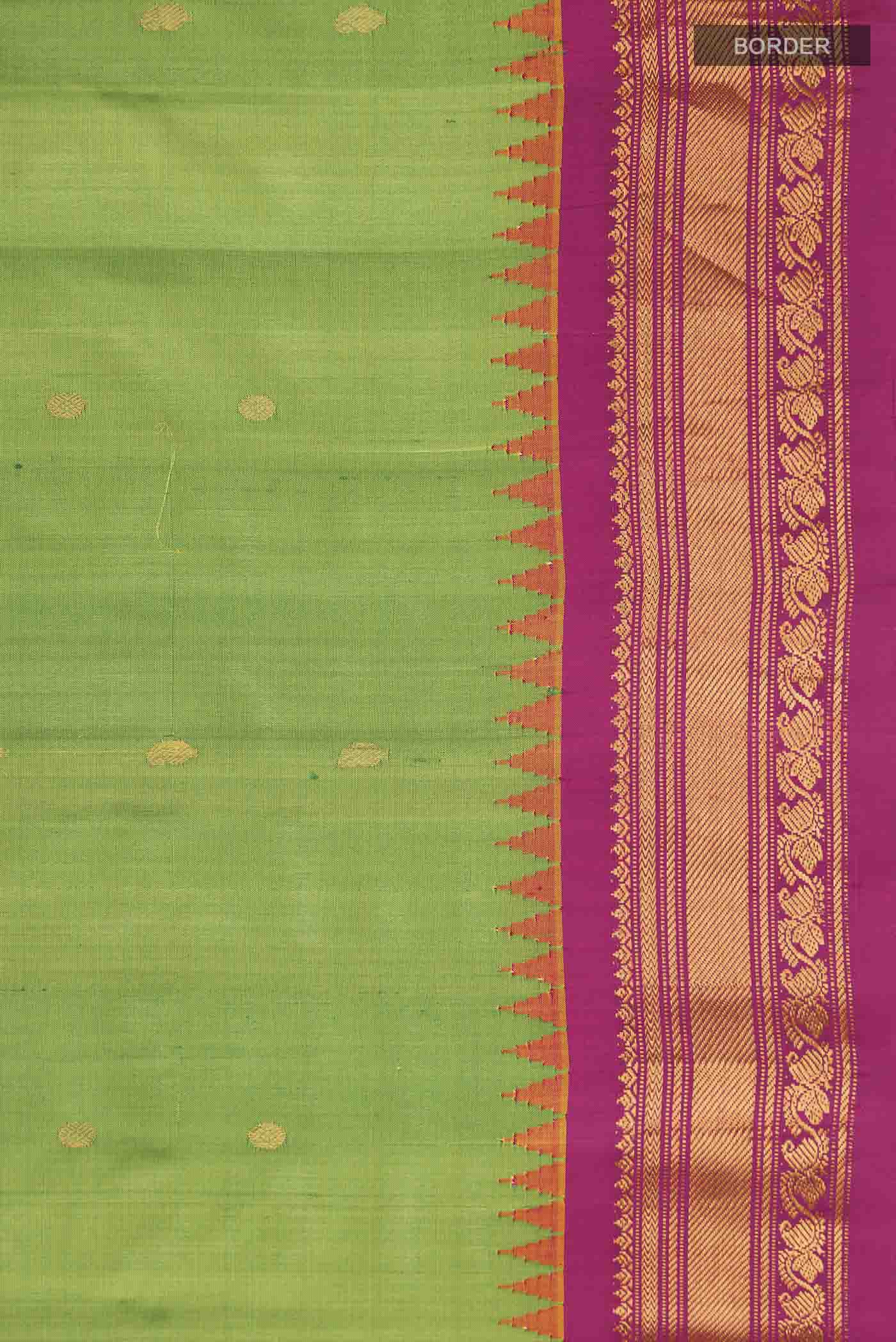 Green Gadwal Silk Saree - Image 3