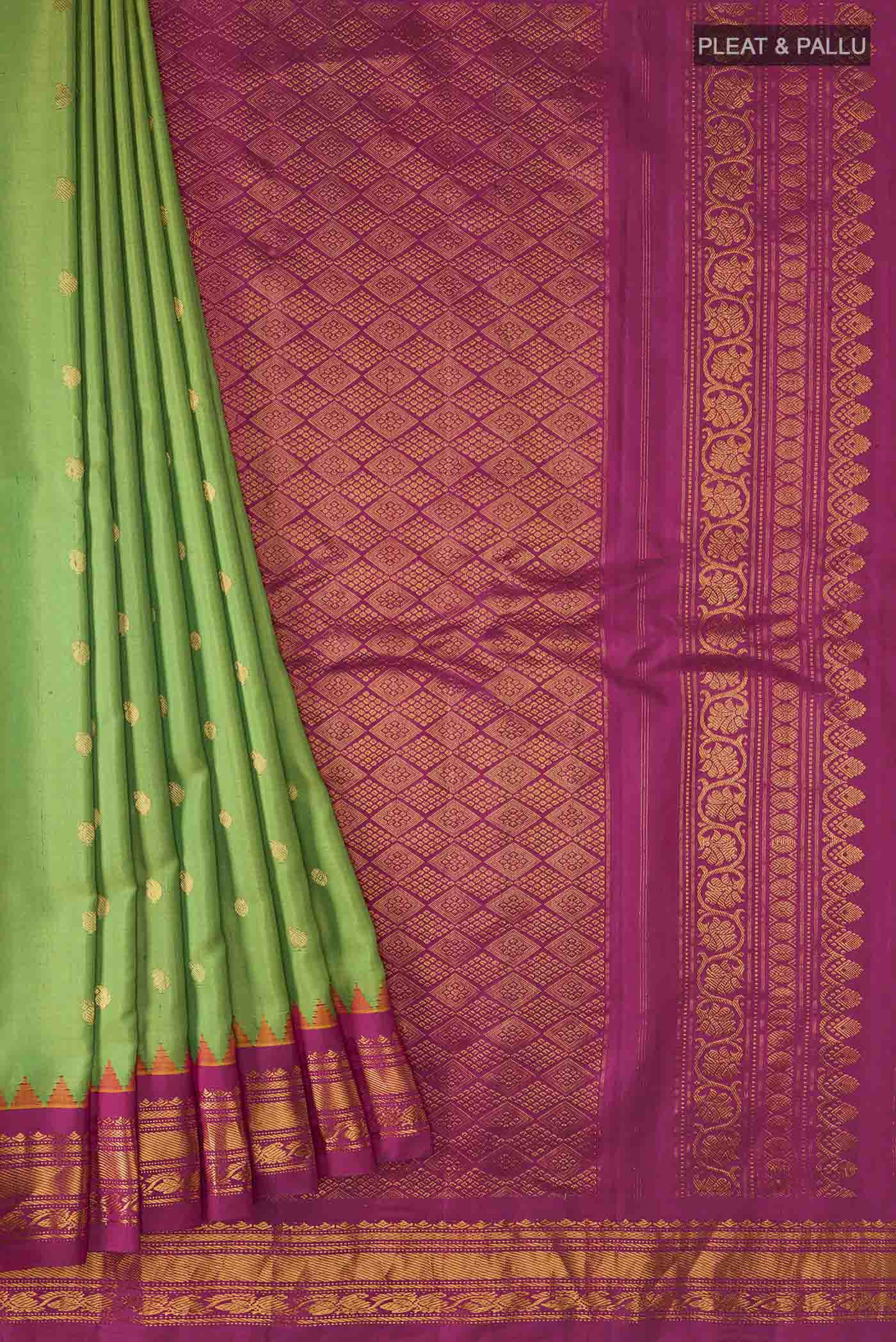 Green Gadwal Silk Saree - Image 4