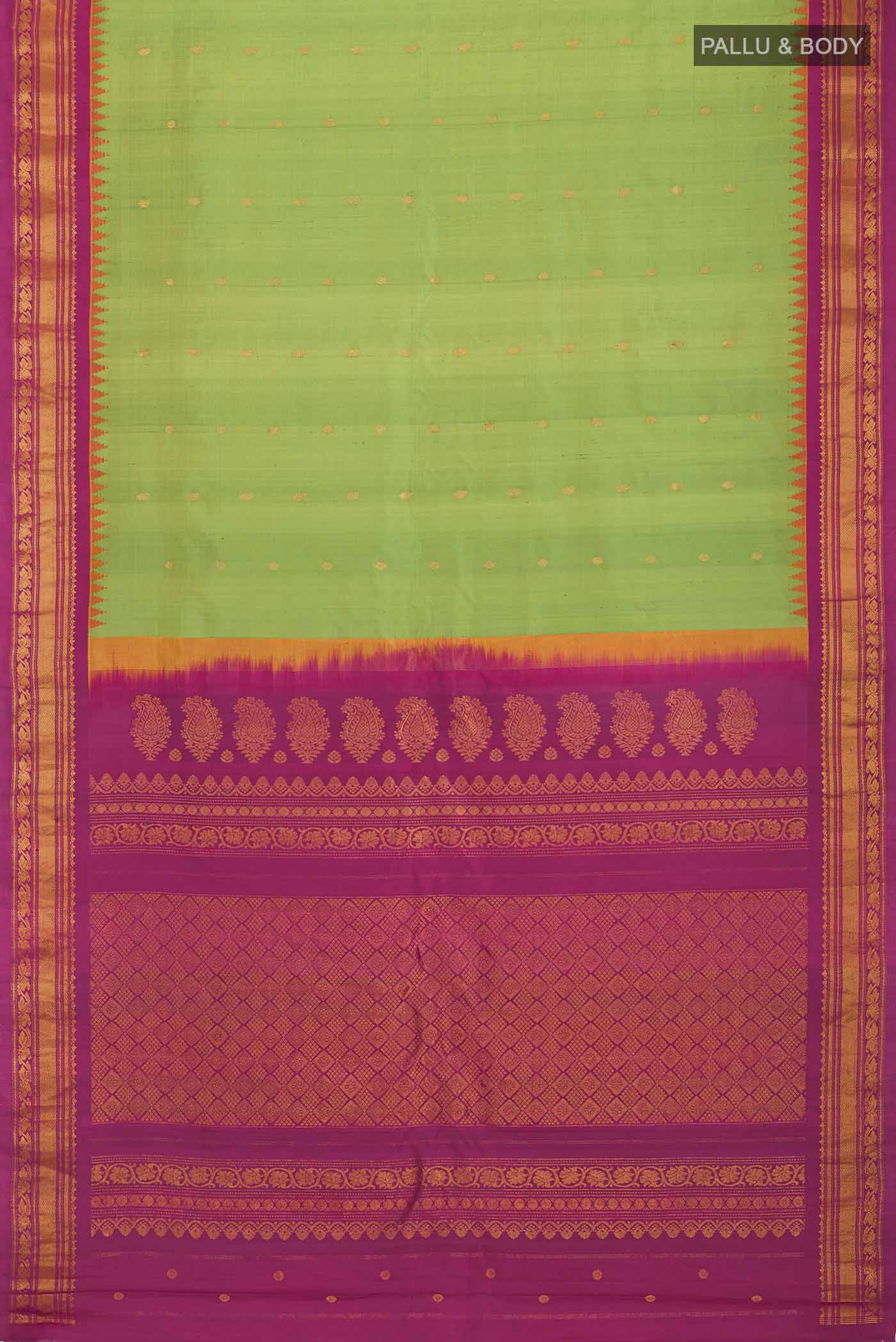 Green Gadwal Silk Saree - Image 6