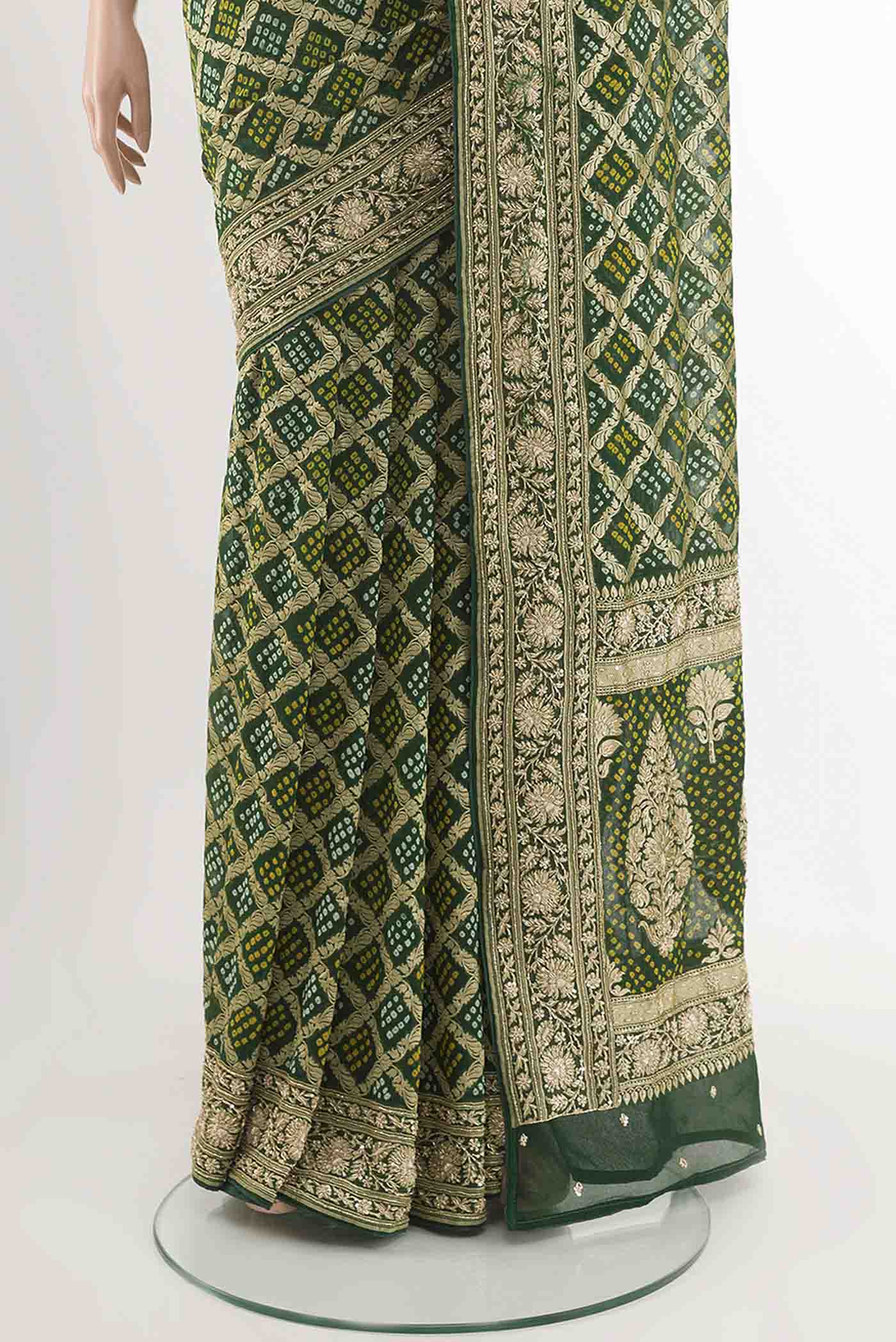 Green Georgette Saree - Image 3