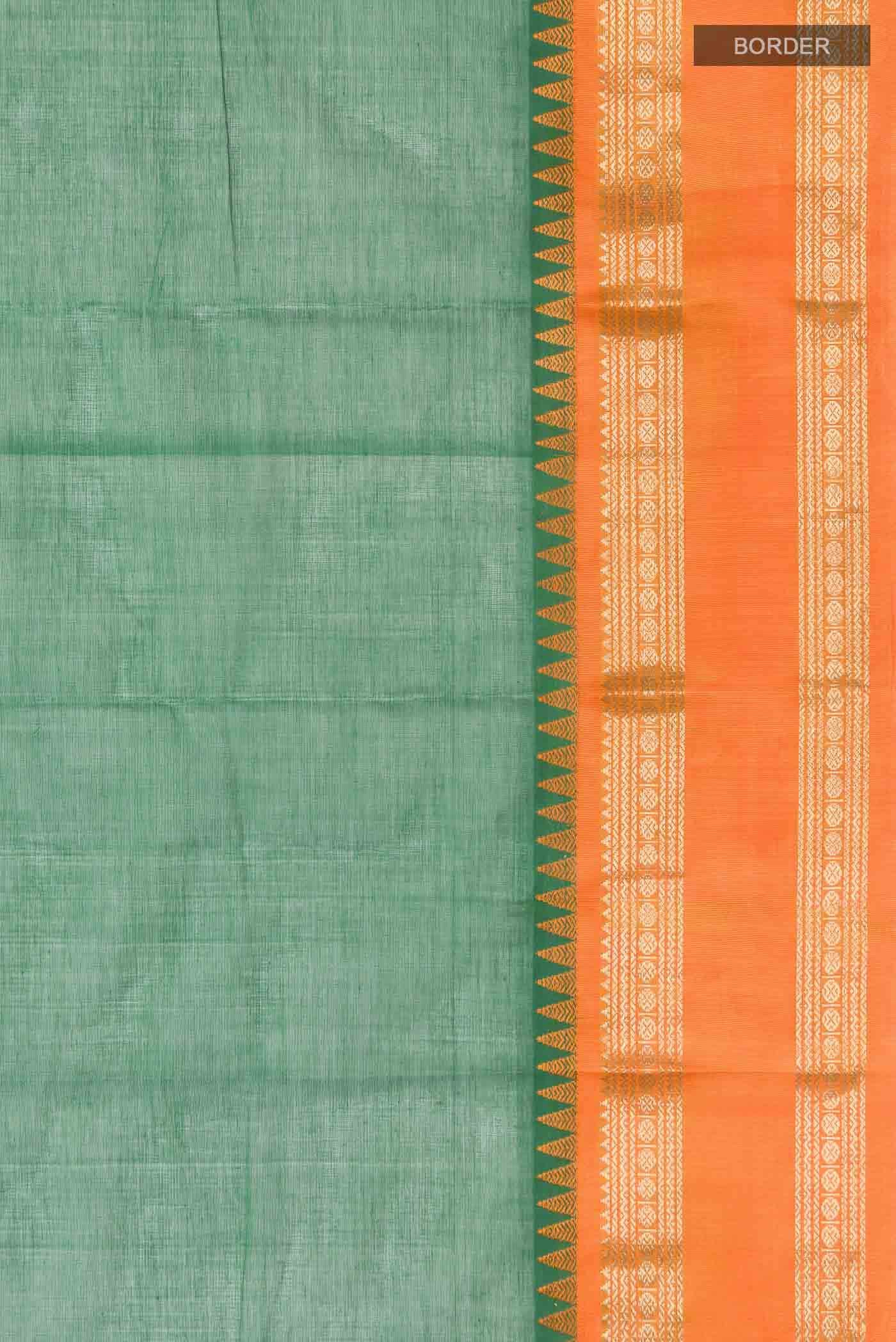 Green Kanchi Cotton Saree - Image 4
