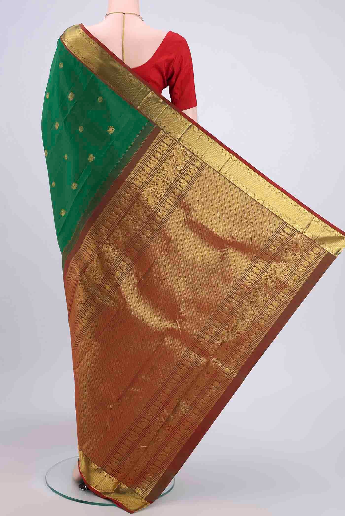 Green Kanchipuram Saree - Image 3