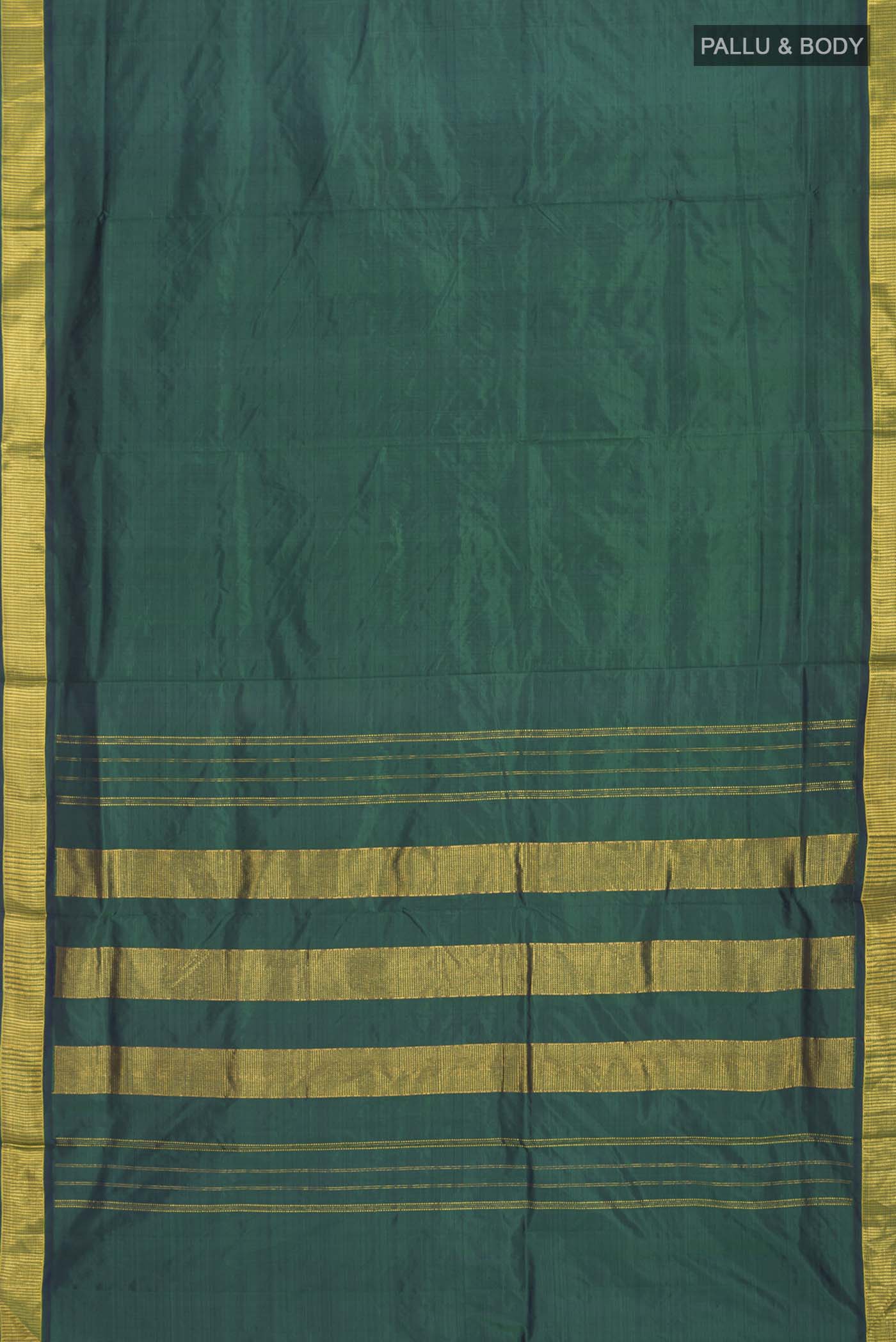 Green Kanjivaram Silk Nine Yards Saree - Image 5