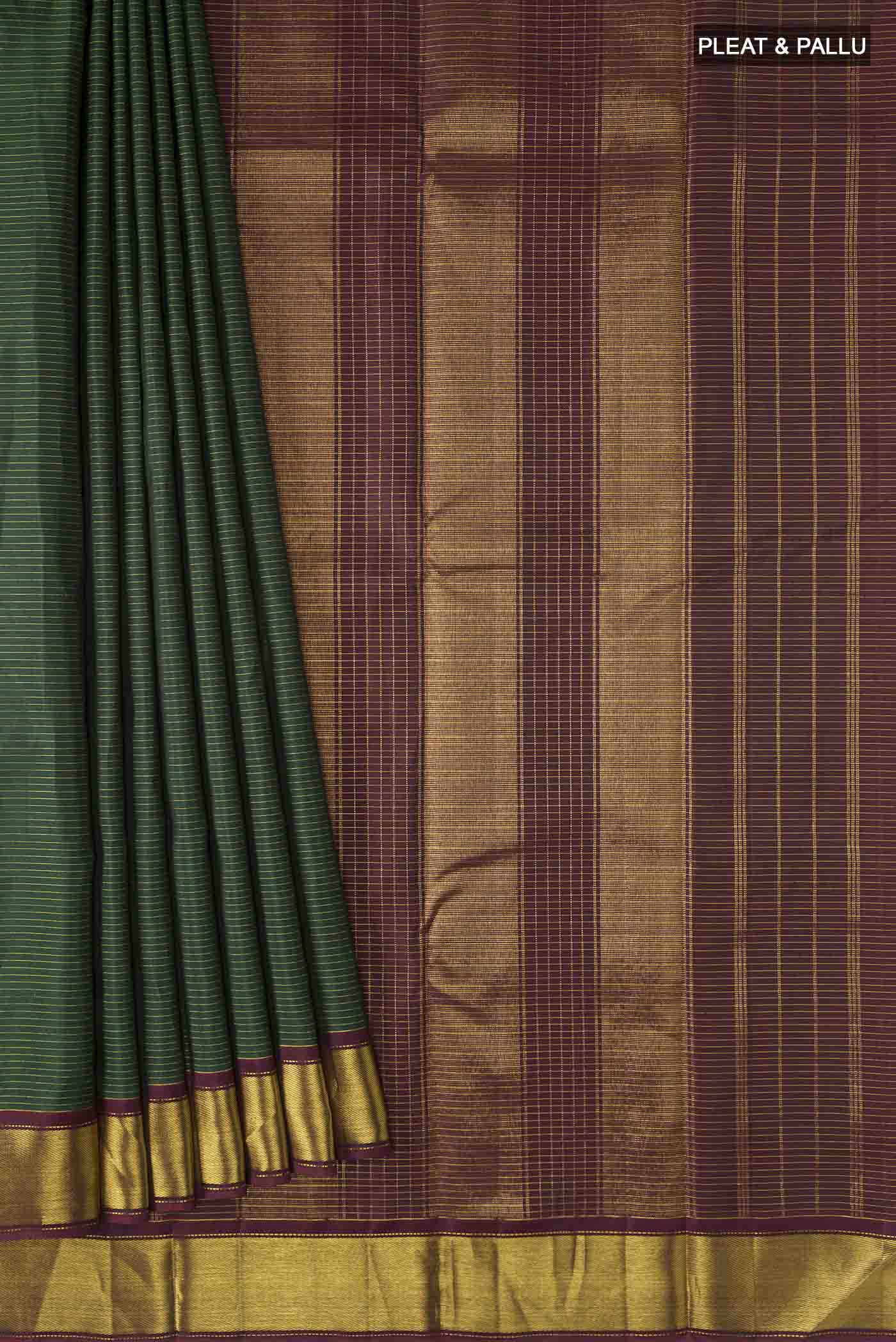 Green Kanchipuram Silk Saree - Image 4