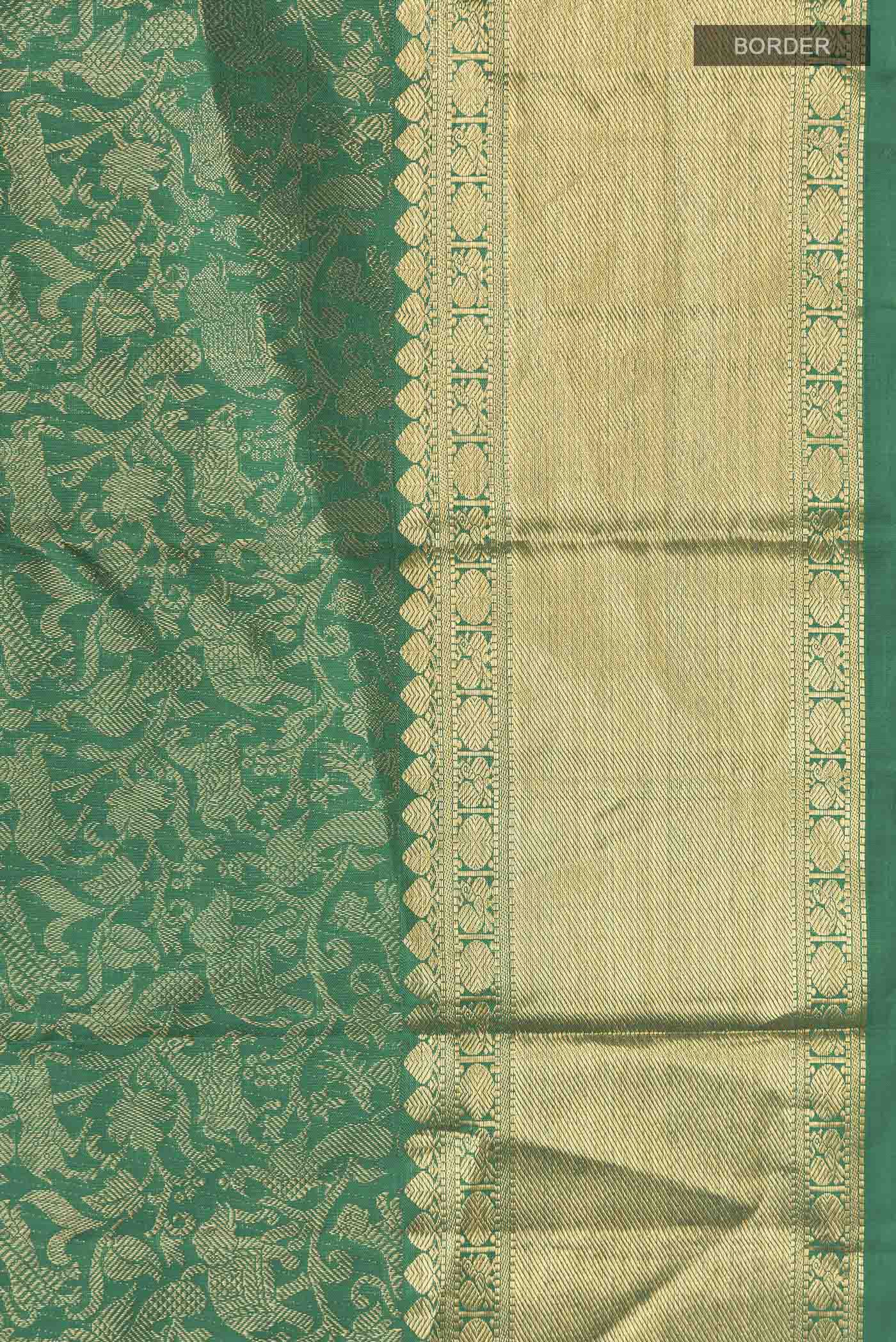 Green Kanchipuram Silk Saree - Image 3
