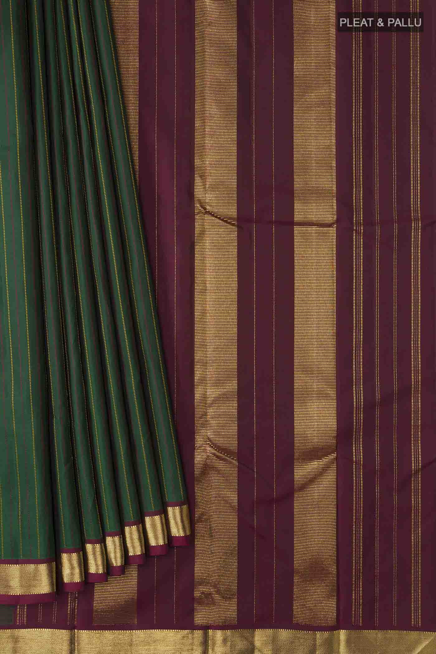 Green Kanchipuram Silk Saree - Image 4