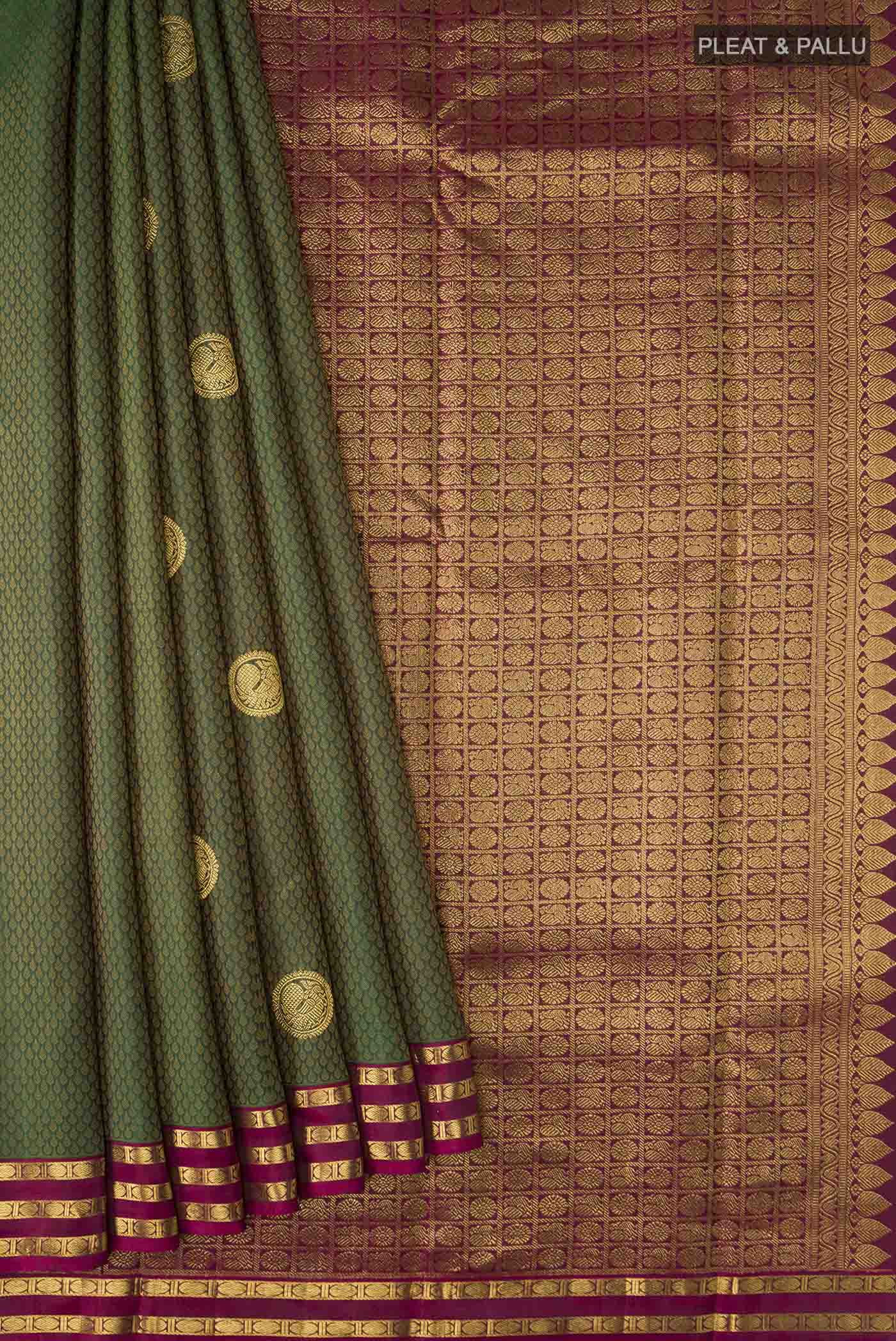 Green Kanjivaram Silk Saree - Image 4