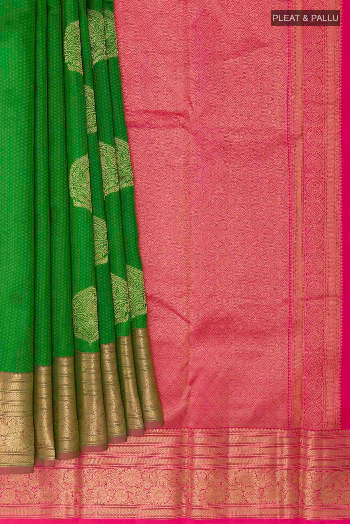 Green Kanchipuram Silk Saree - Image 4