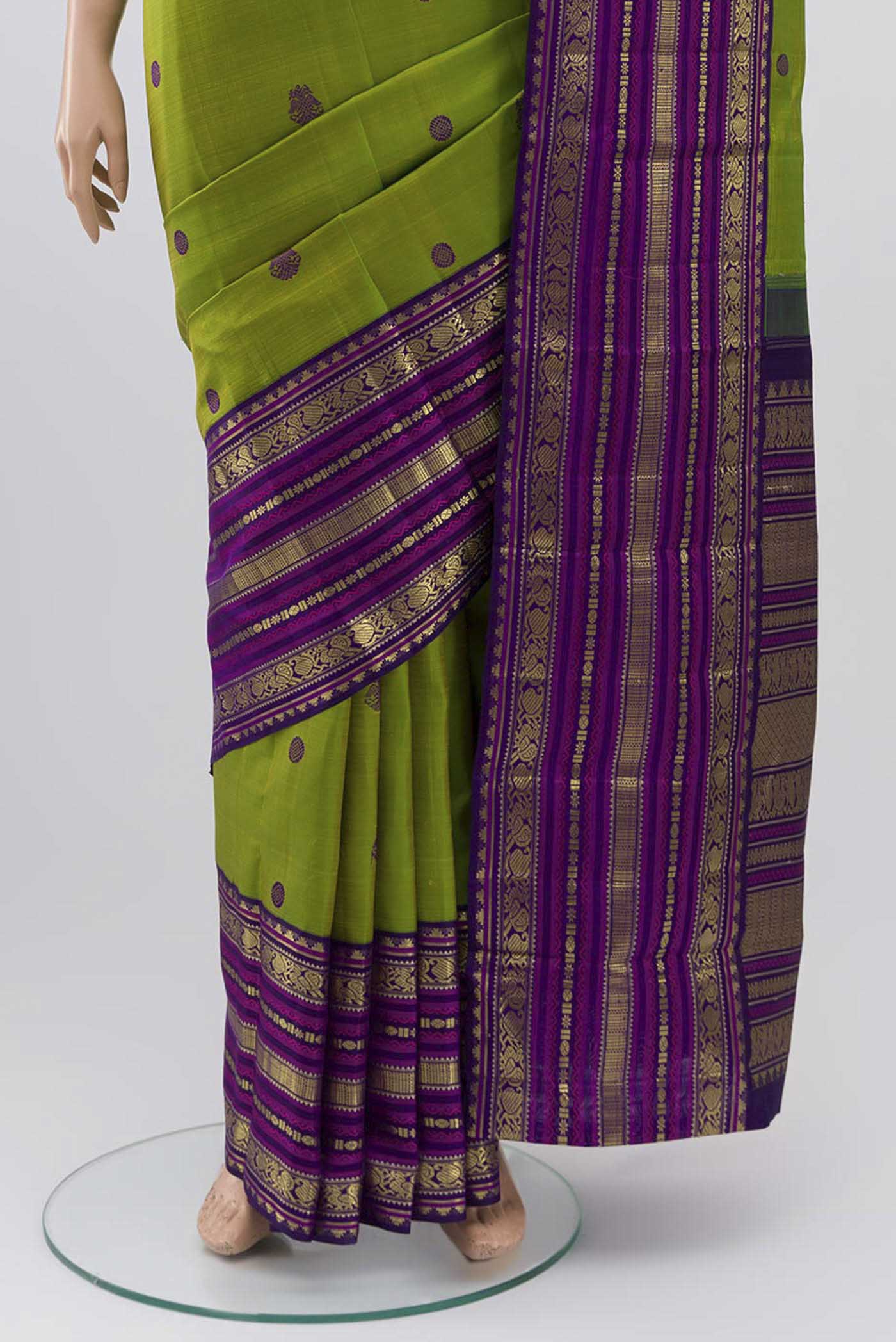 Green Kanchipuram Silk Saree - Image 3