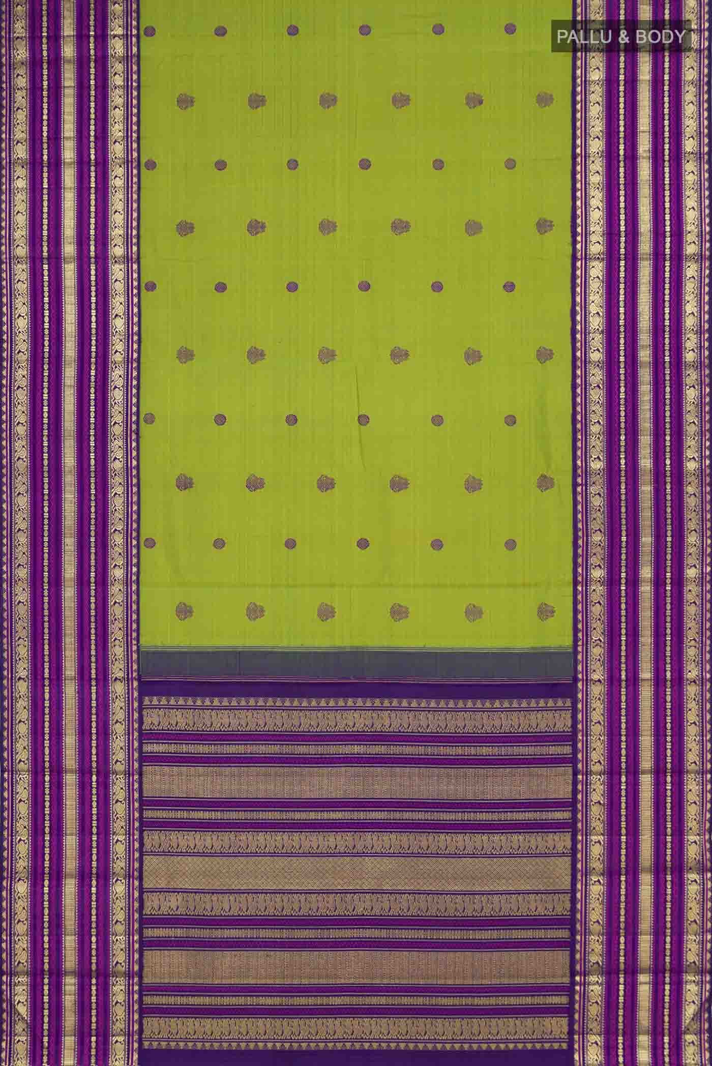 Green Kanchipuram Silk Saree - Image 5