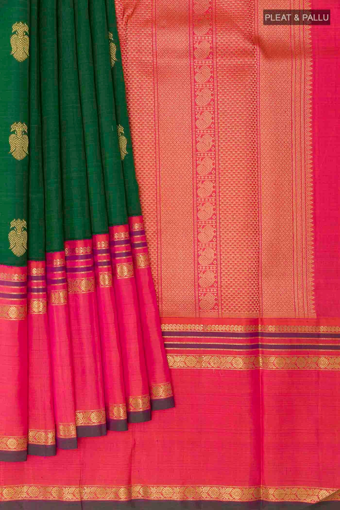 Green Kanjivaram Silk Saree - Image 4