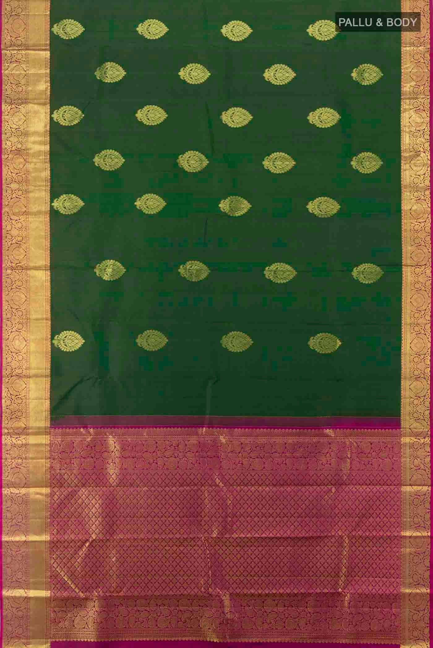 Green Kanchipuram Silk Saree - Image 3
