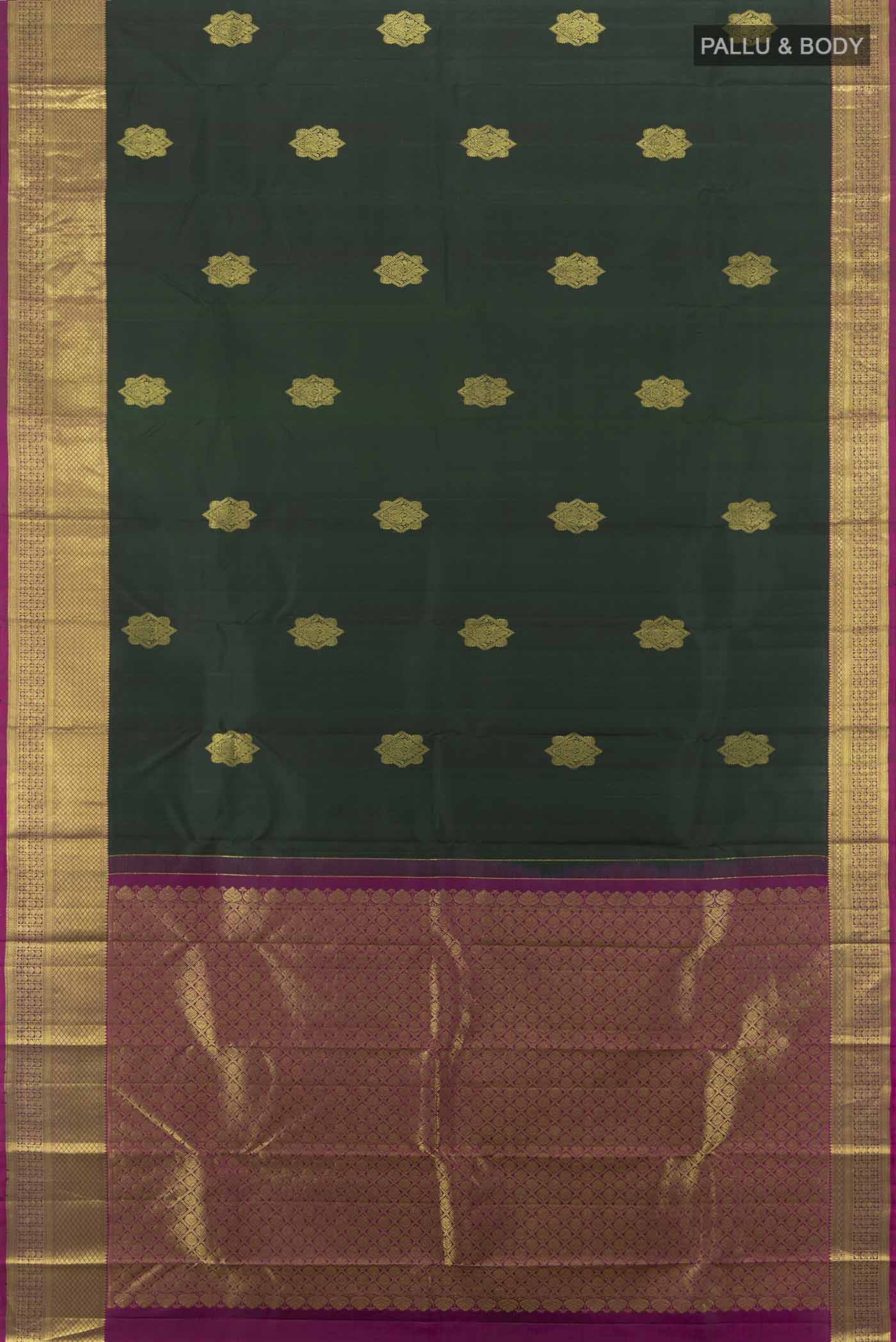 Bottle Green Kanchipuram Silk Saree - Image 5