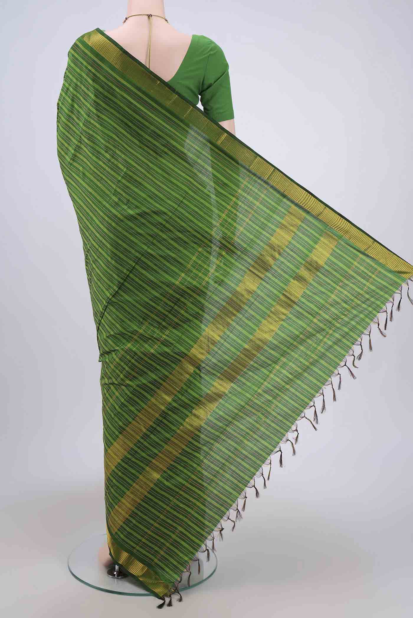 Green Kanchipuram Silk Saree - Image 3