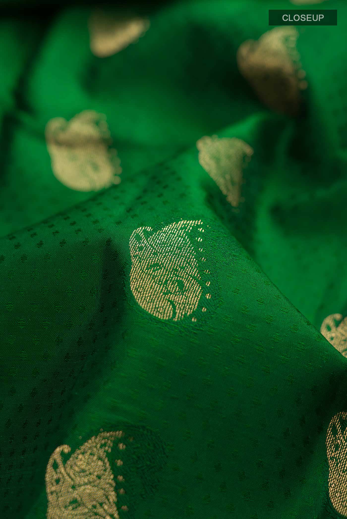 Green Kanchipuram Silk Saree - Image 2