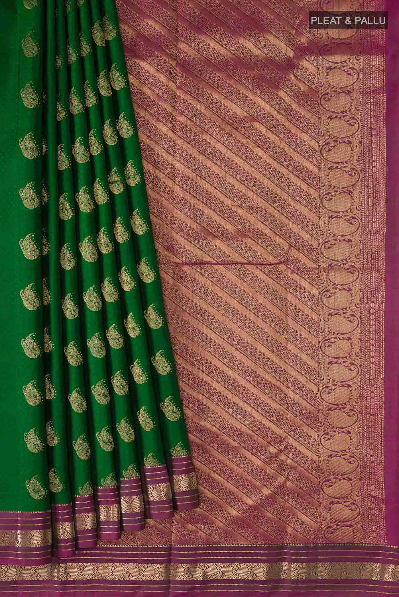 Green Kanchipuram Silk Saree - Image 4