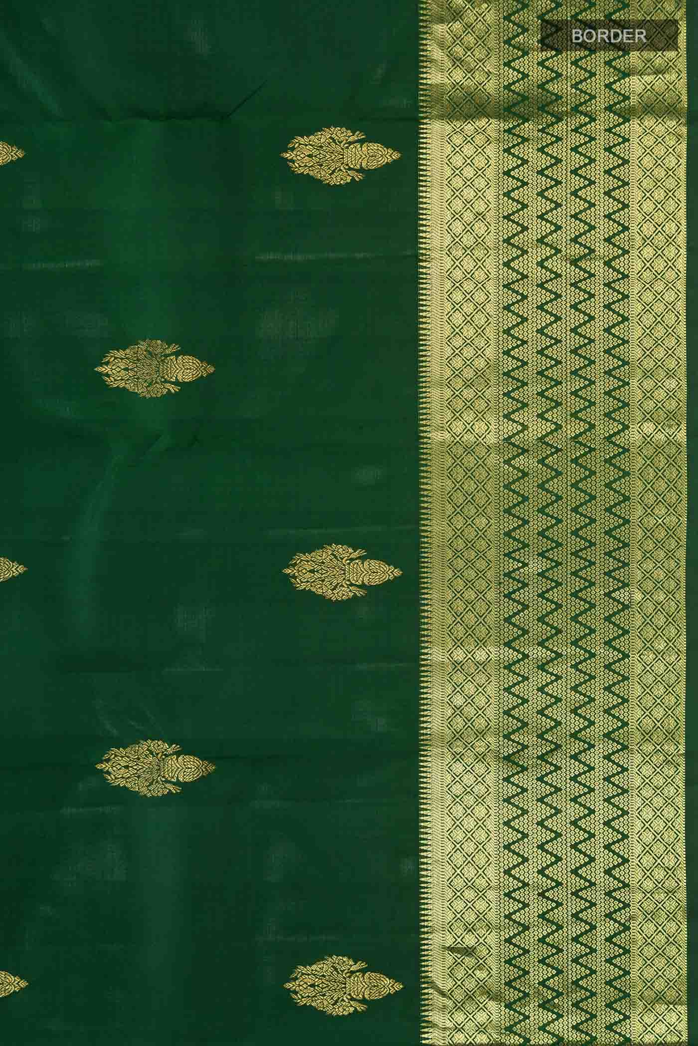 Green Kanchipuram Silk Saree - Image 3