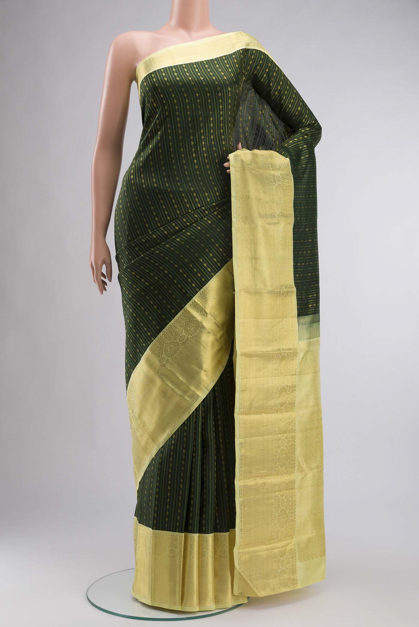 Bottle Green Kanjivaram Silk Saree