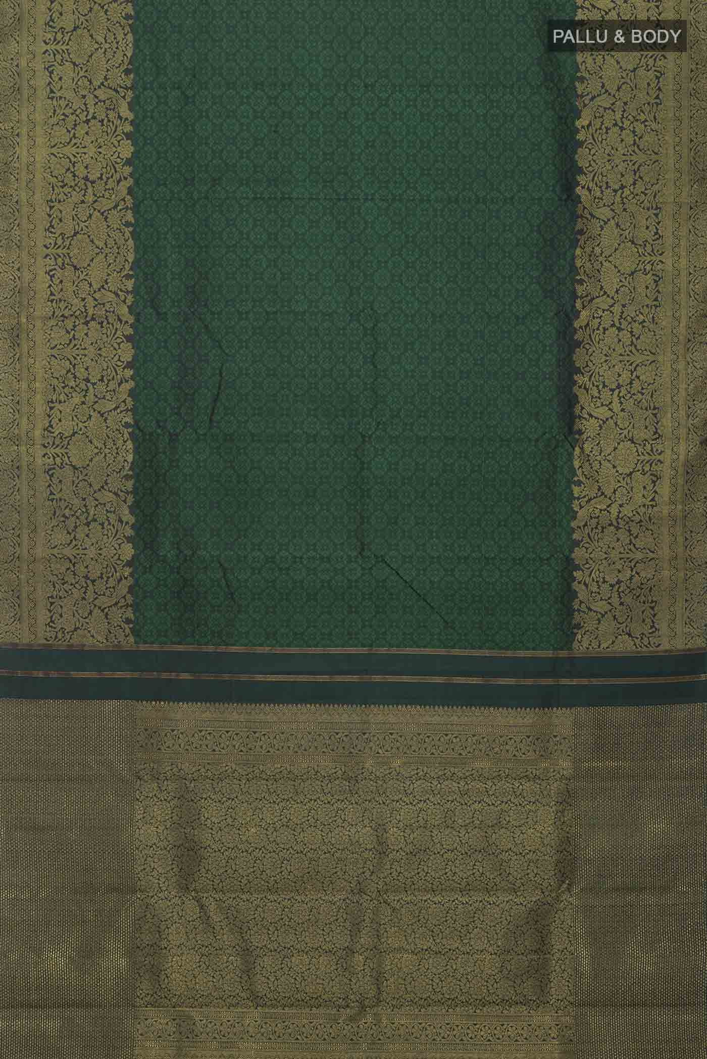Green Kanchipuram Silk Saree - Image 6