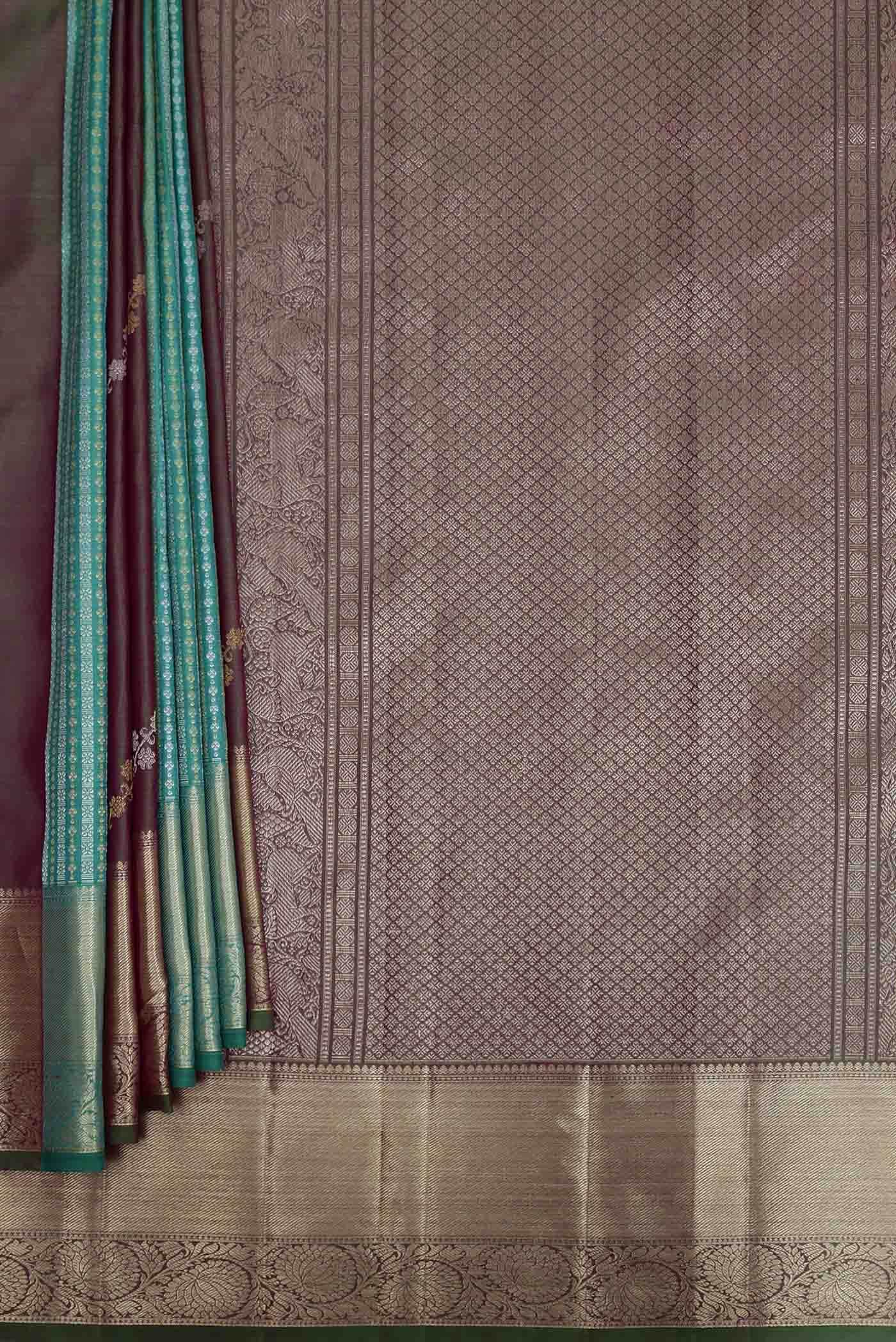 Pure Silk Pure Zari Green Kanchipuram Saree - Image 2
