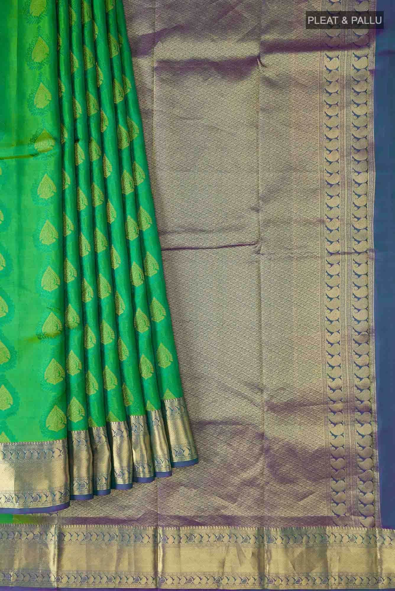 Green Kanchipuram Silk Saree - Image 2