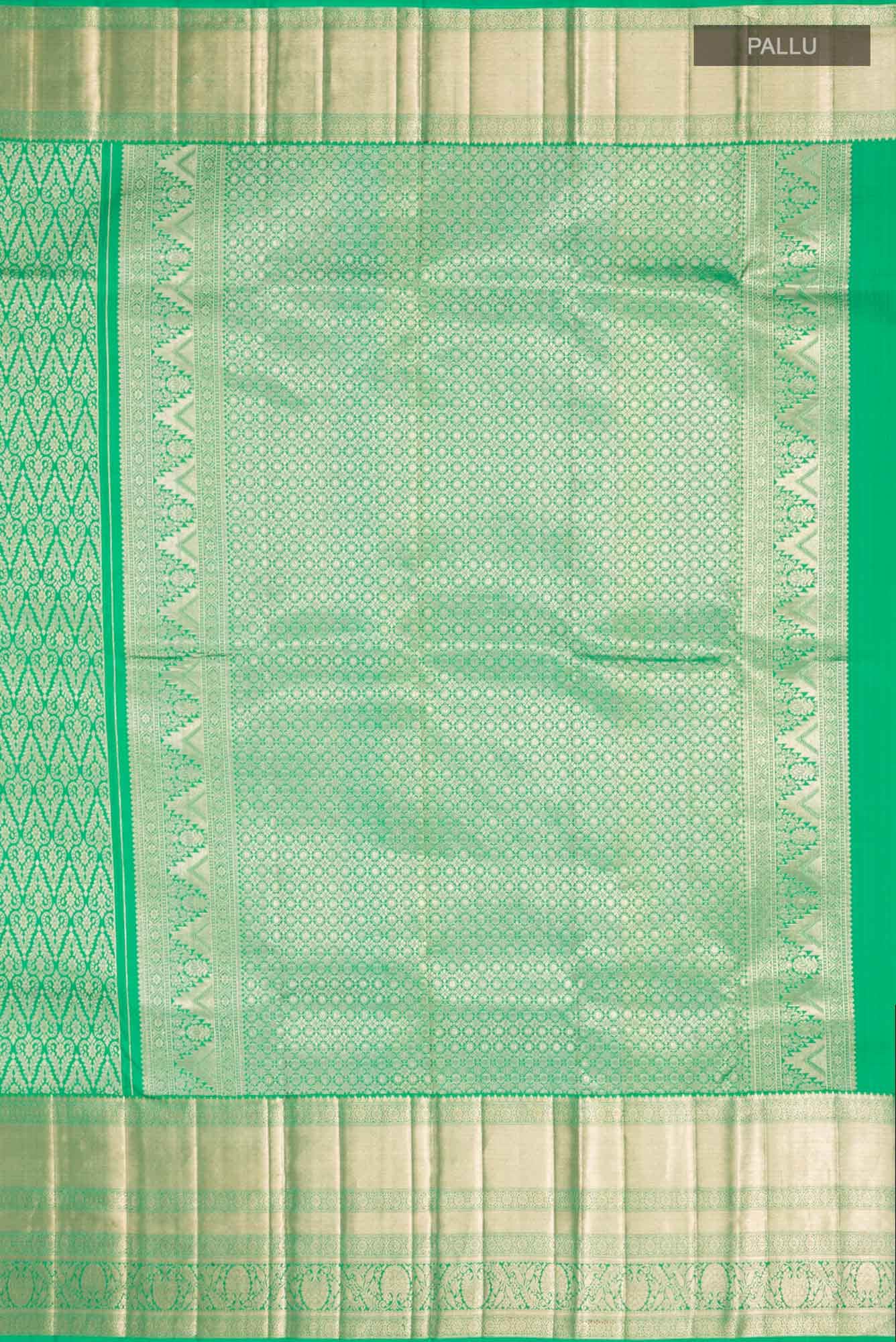 Green Kanchipuram Silk Saree - Image 5