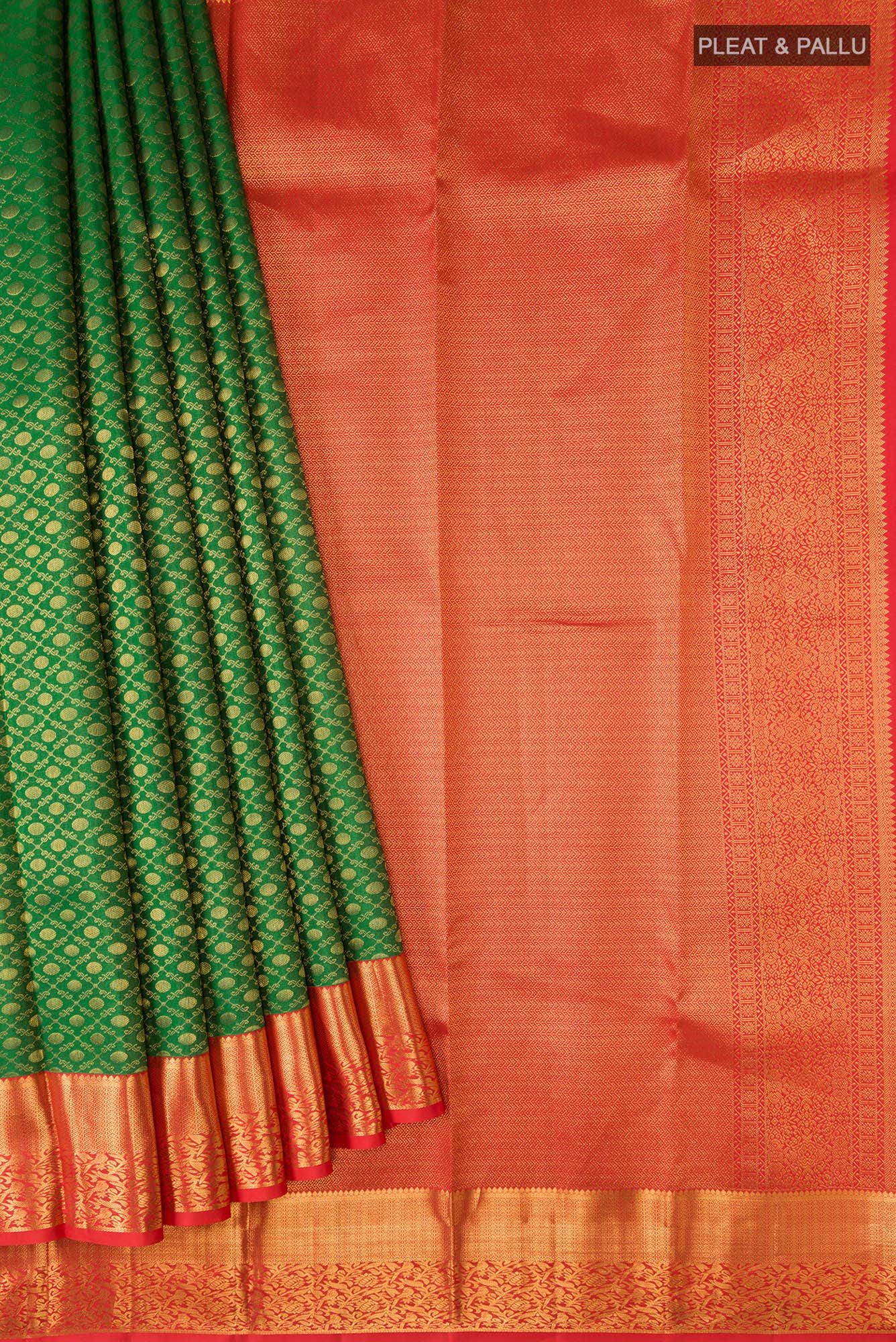 Green Kanchipuram Silk Saree - Image 2