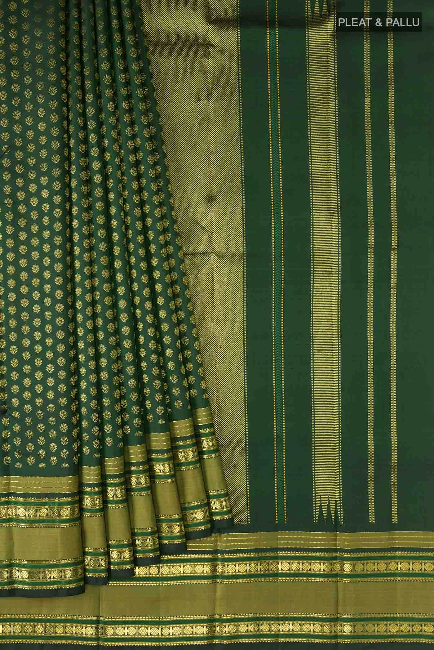 Green Kanchipuram Silk Saree - Image 2