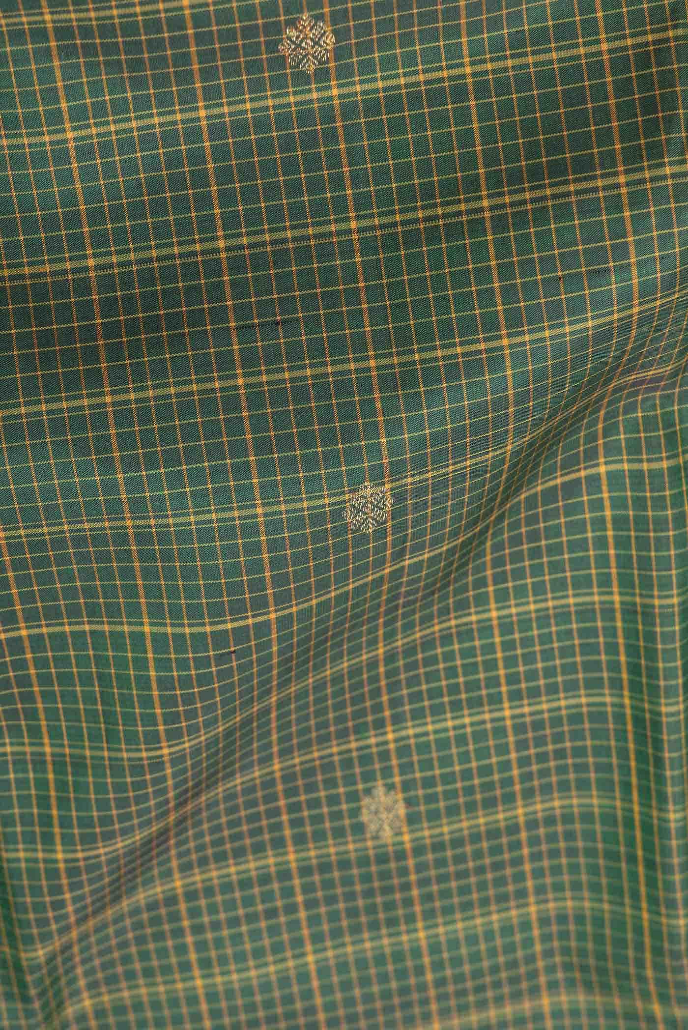Pure Silk Pure Zari Green Kanchipuram Saree - Image 3
