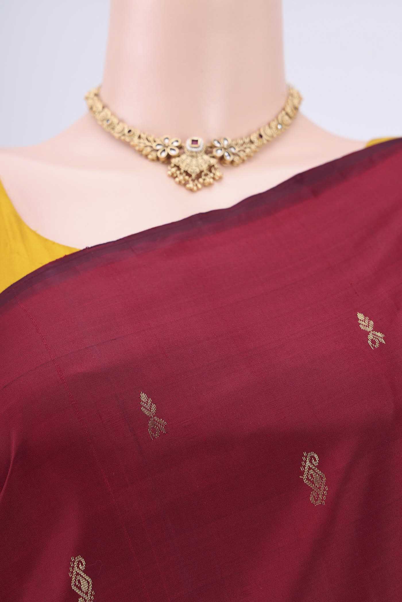 Maroon Kanjivaram Silk Saree - Image 2
