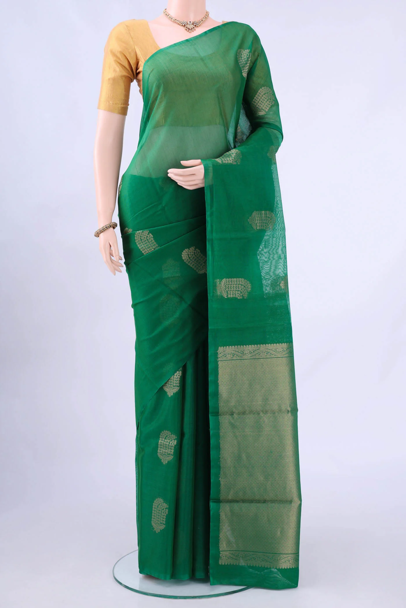 Green Kora Cotton Saree
